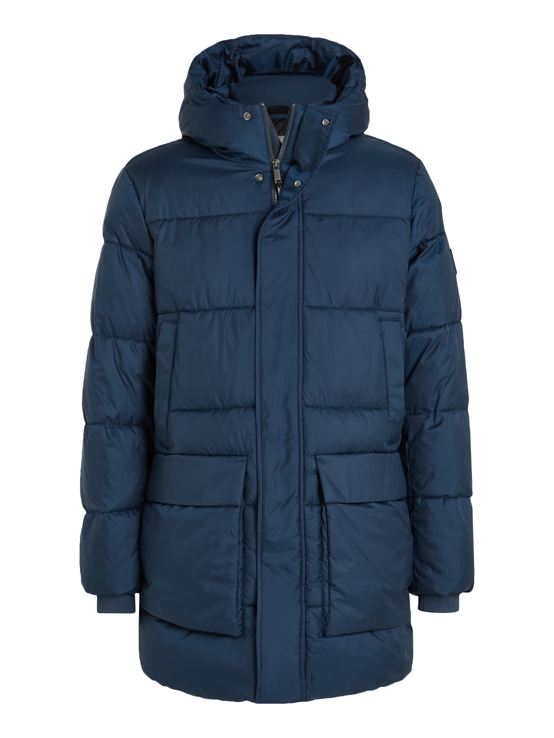 Kurzmantel »LONG HOODED QUILT PUFFER MW«, mit Logopatch