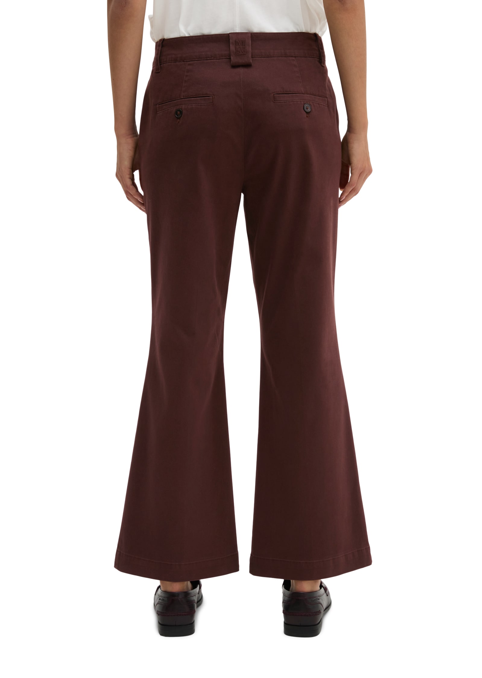 Marc O'Polo Pantalon 7/8  en satin stretch coton, coupe évasée