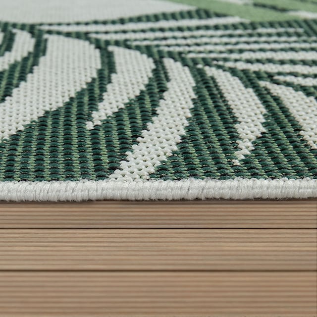 Paco Home Teppich »Ostende 534«, rund, Flachgewebe, Motiv Palmenblätter,  In- und Outdoor geeignet, Wohnzimmer maintenant