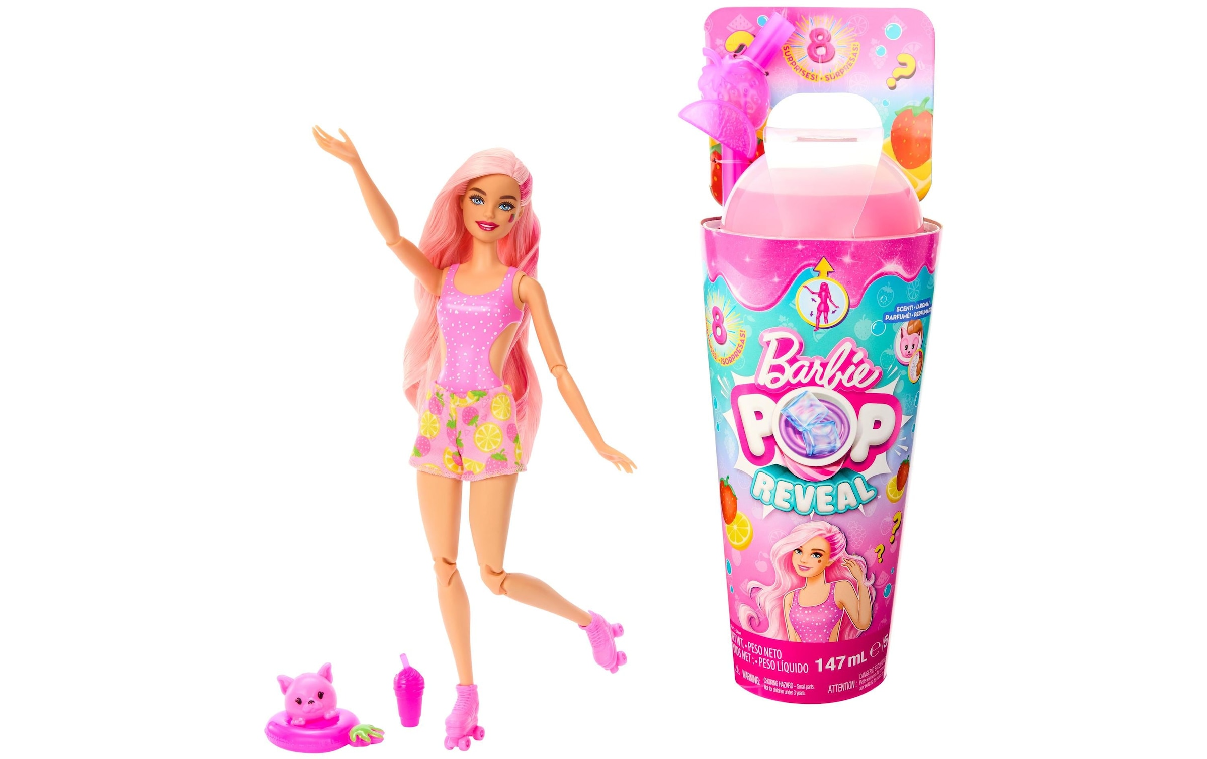 Anziehpuppe »Pop! Reveal Barbie Erdbeerlimonade«