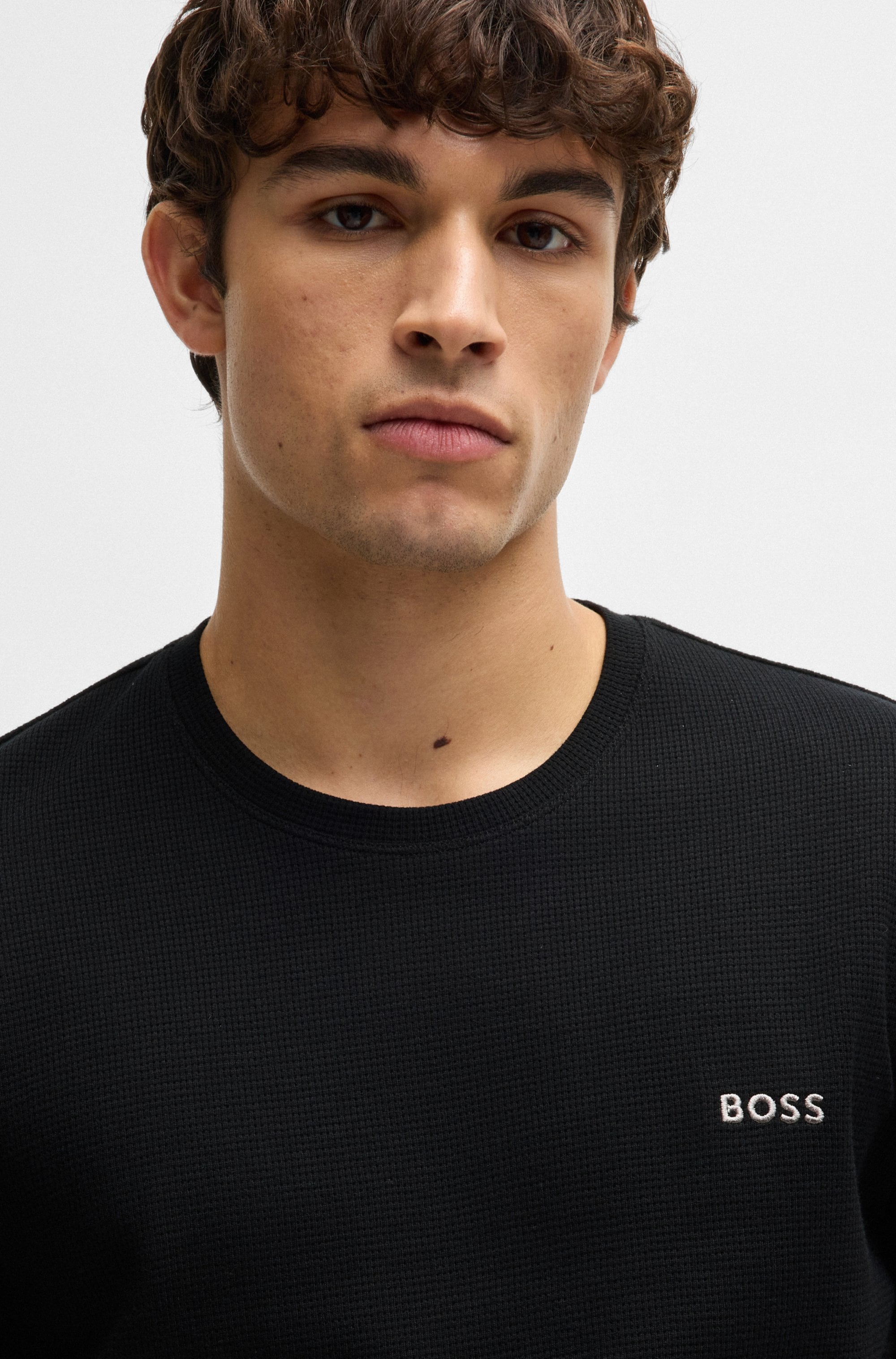 BOSS Pyjamaoberteil »Waffle LS-Shirt«