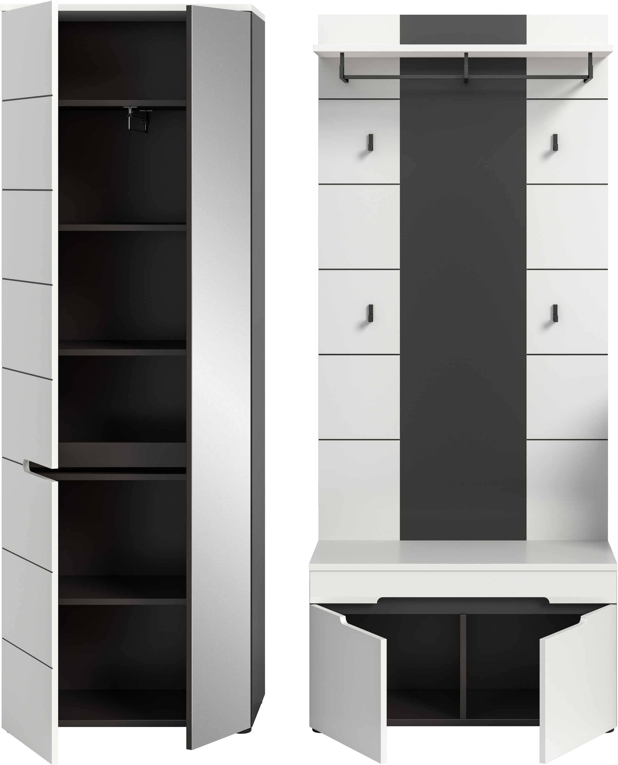 INOSIGN Ensemble de vestiaires »REHAT, TOPSELLER!, 3-teilig, Breite 160 cm, individuell erweiterbar« Set, bestehend aus: Garderobenschrank, Sitzbank und Paneel, 3 cuis tlg.