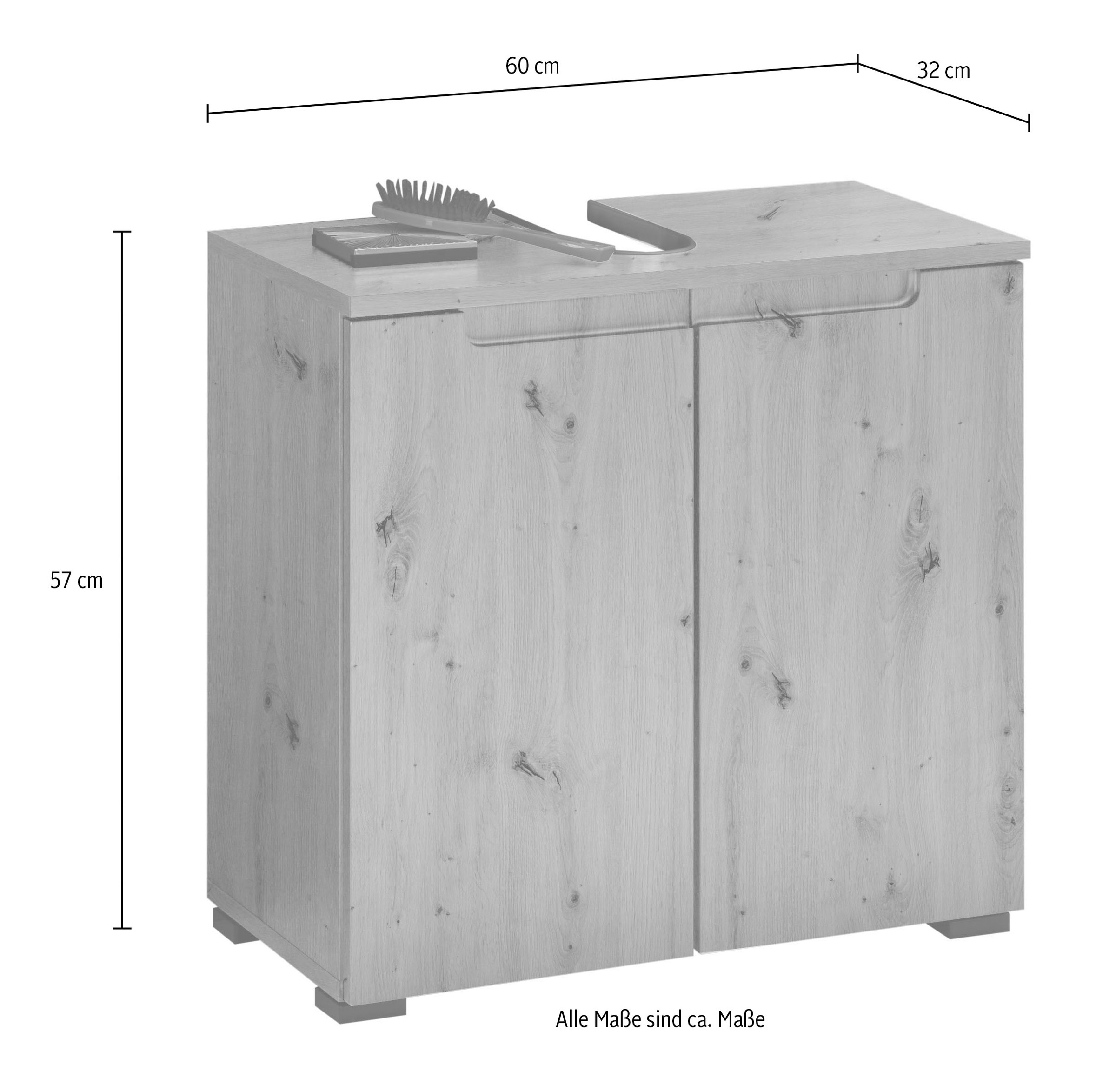 BASIC by Balculina Armoire sous lavabo »Spice, Badezimmerschrank BxTxH 60x57x32 cm« 1 cuis tlg. largeur 60 cm, poignées creuses,