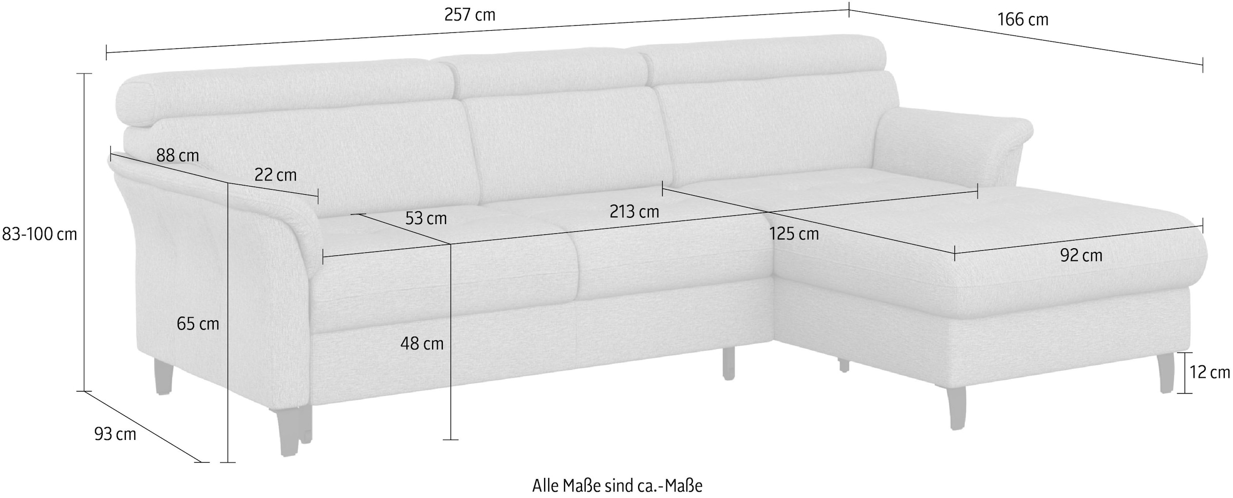 sit&more Ecksofa »Marano L-Form«, inklusive Kopfteilverstellung, wahlweise mit Bettfunktion, Bettkasten