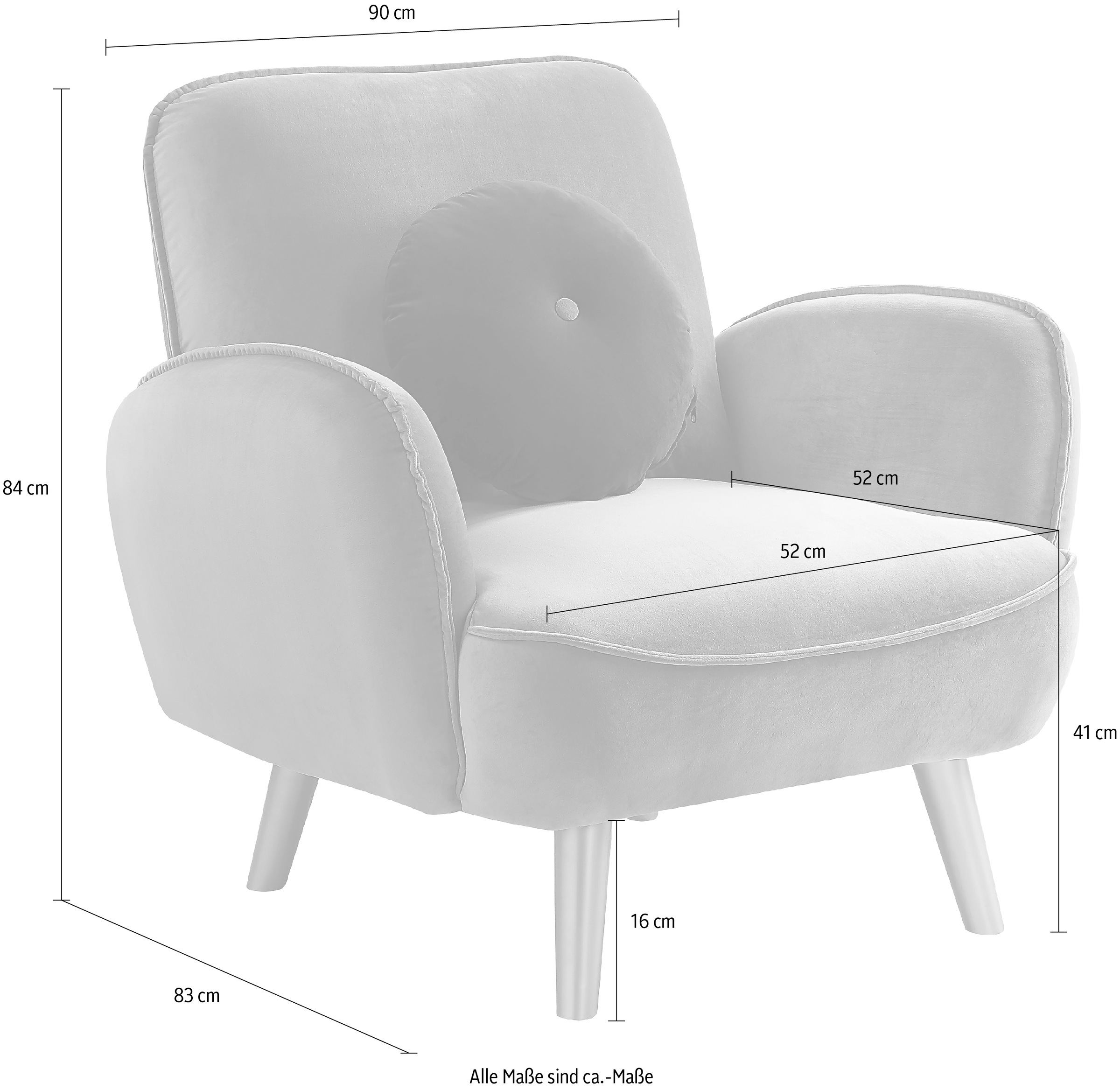 ATLANTIC home collection Sessel »Ben«, mit Welleunterfederung, inkl. Dekokissen und goldfarbenene Massivholzfüsse