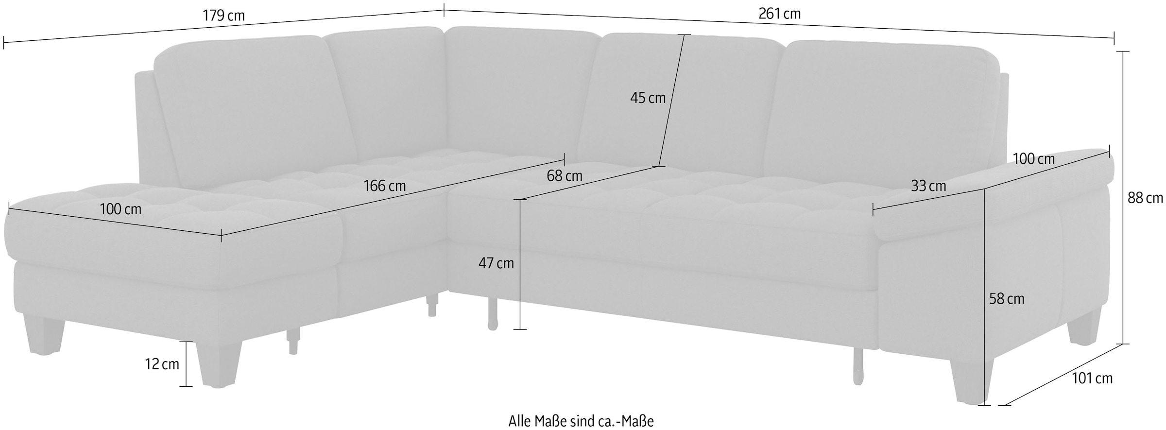 sit&more Ecksofa »Westham L-Form«, mit Ottomane, mit oder ohne Bettfunktion, Bettkasten, Verstellung