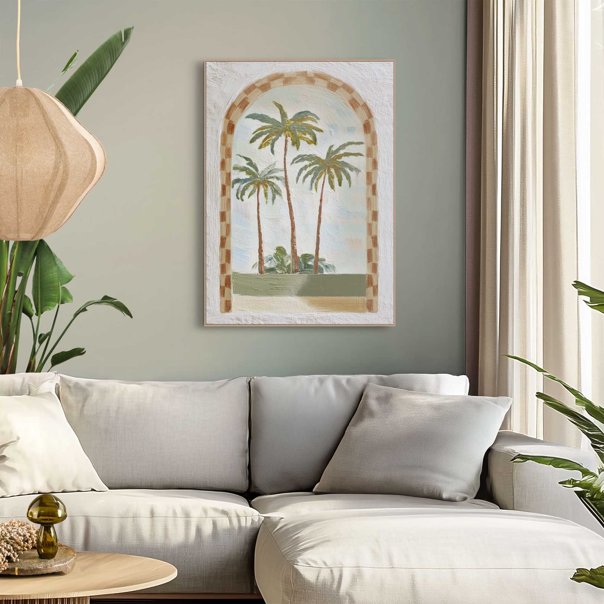 Image of Reinders Bild mit Rahmen "Sonnige Palmen" Bäume 1 Stk. tlg. Wohnzimmer - Grün - MDF - Wald - 50x70 cm