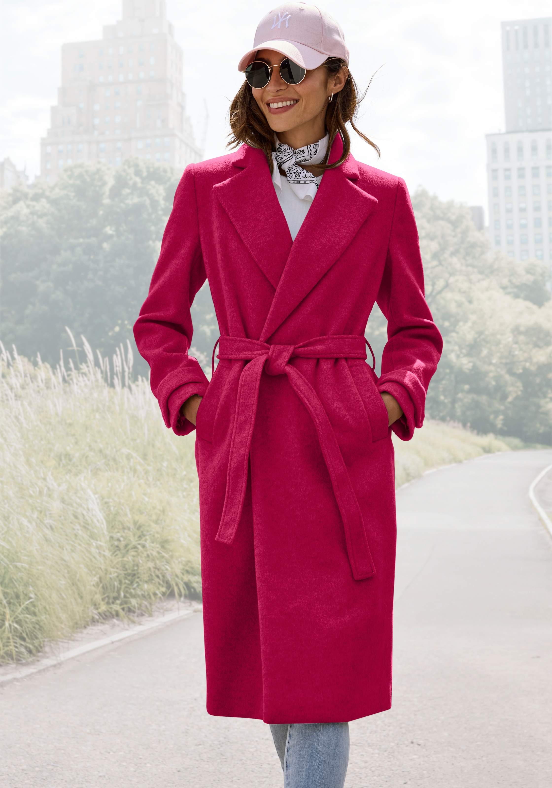 LASCANA Manteau long avec col revers, manteau élégant pour femme
