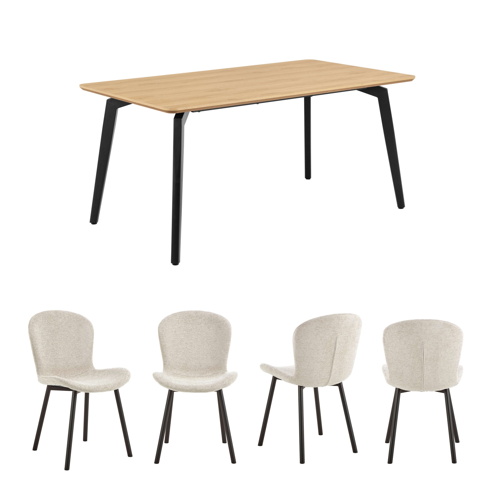 ACTONA GROUP Esszimmer-Set »Essgruppe, Speisetisch mit Wohnzimmerstühlen« Set, 1x Tisch + 4x Stühle, 5 Stk. tlg.