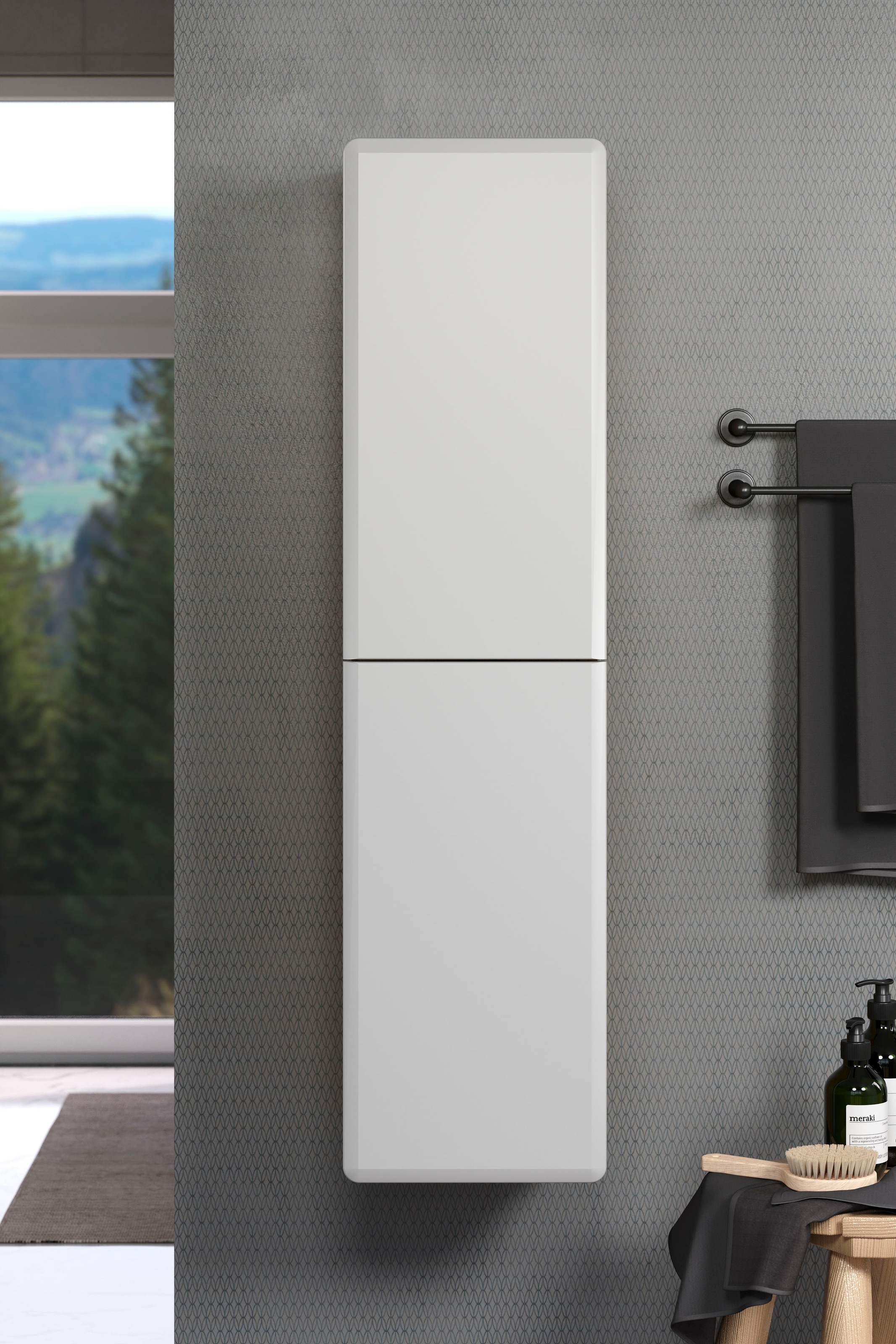 welltime Hängeschrank »Sanremo« 1 Stk. tlg. Hängehochschrank mit grifflosen Türen in Weiss - (B/T/H) 41/41/160 cm