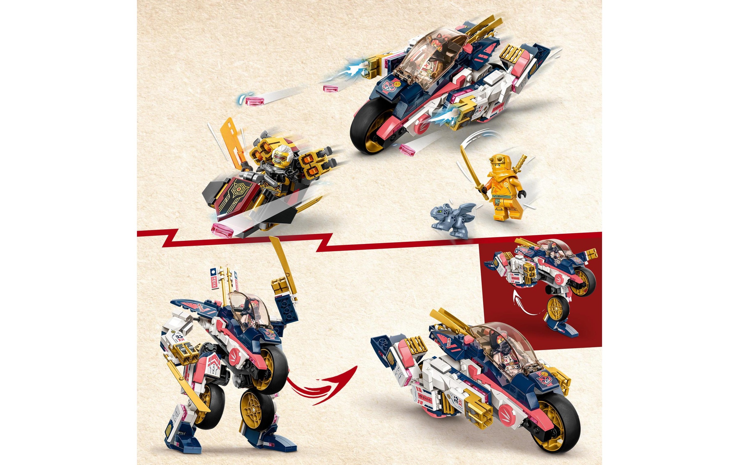 LEGO® Spielbausteine »Ninjago Soras Mech-Bike 71792«, (384 St.)