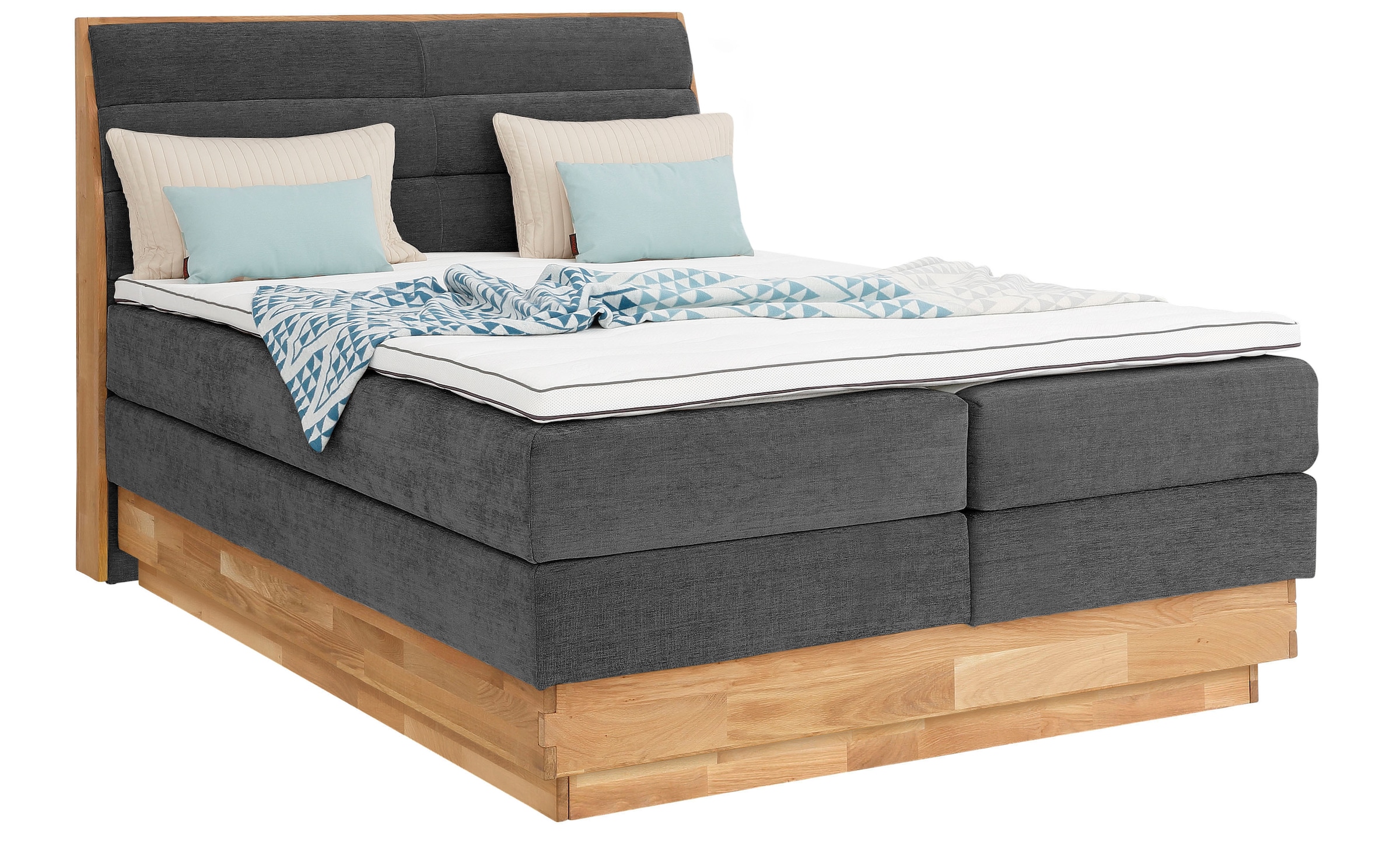 GOODproduct Lit boxspring »Jenna« sans éclairage LED, avec tissus certifiés recyclés