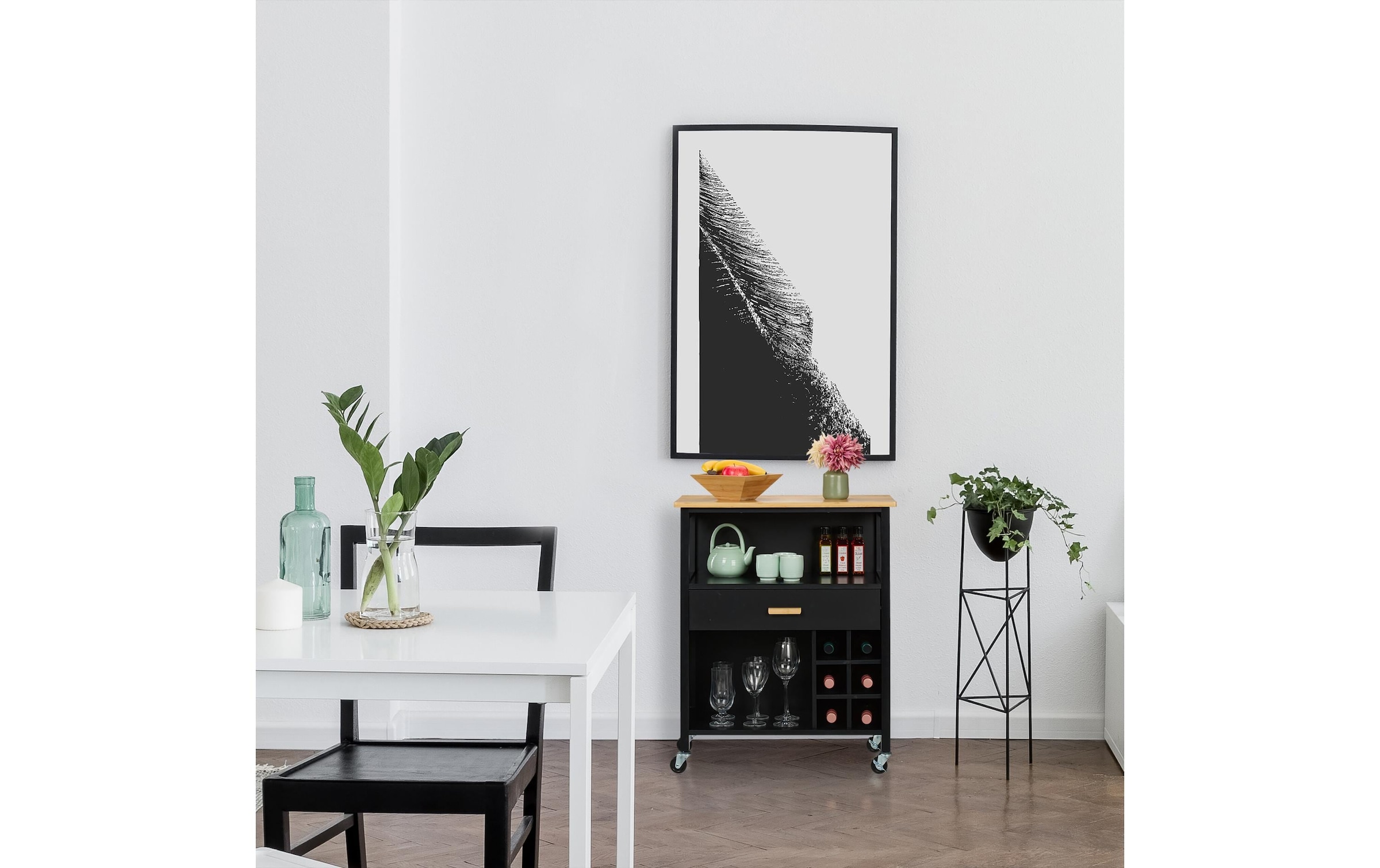 relaxdays Chariot de cuisine »mit Weinregal 80 x 65 x 35 cm«