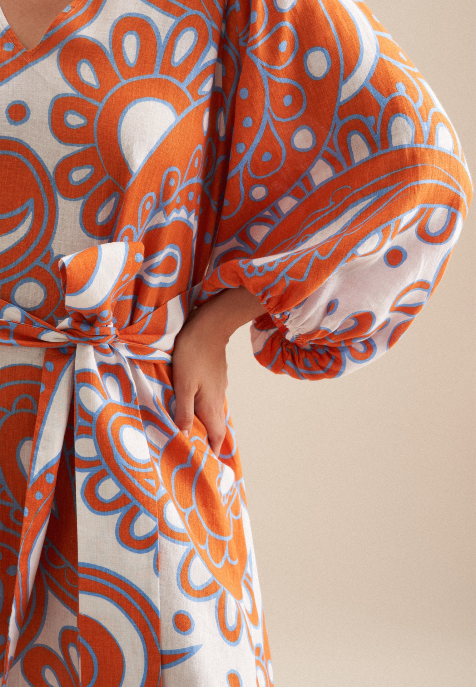 seidensticker Sommerkleid »Schwarze Rose« 3/4 V-Neck Paisley