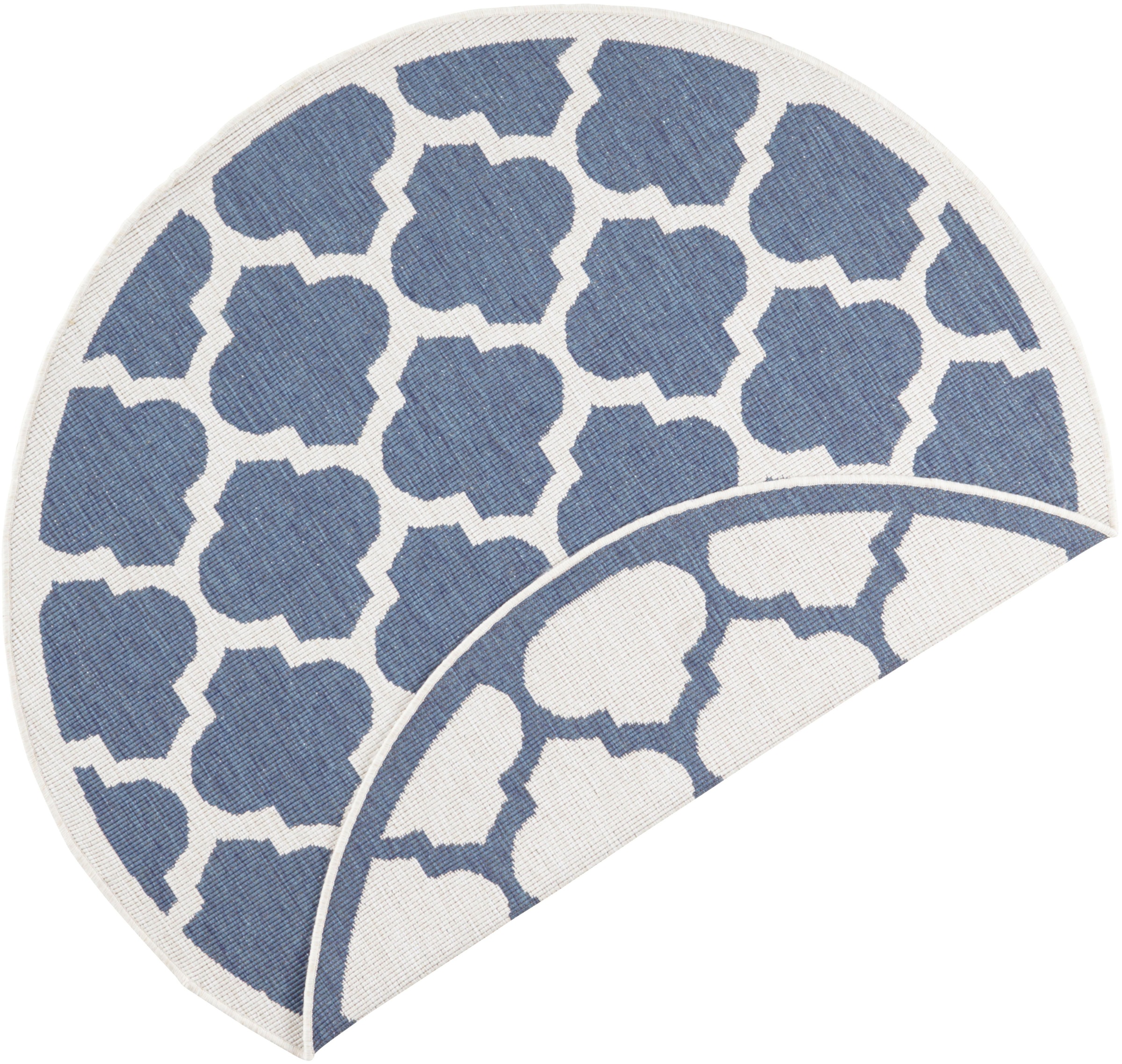 NORTHRUGS Teppich »Palermo«, rund, 5 mm Höhe, In-und Outdoor geeignet, Robust, Pflegeleicht, Flachgewebe, Wendbar