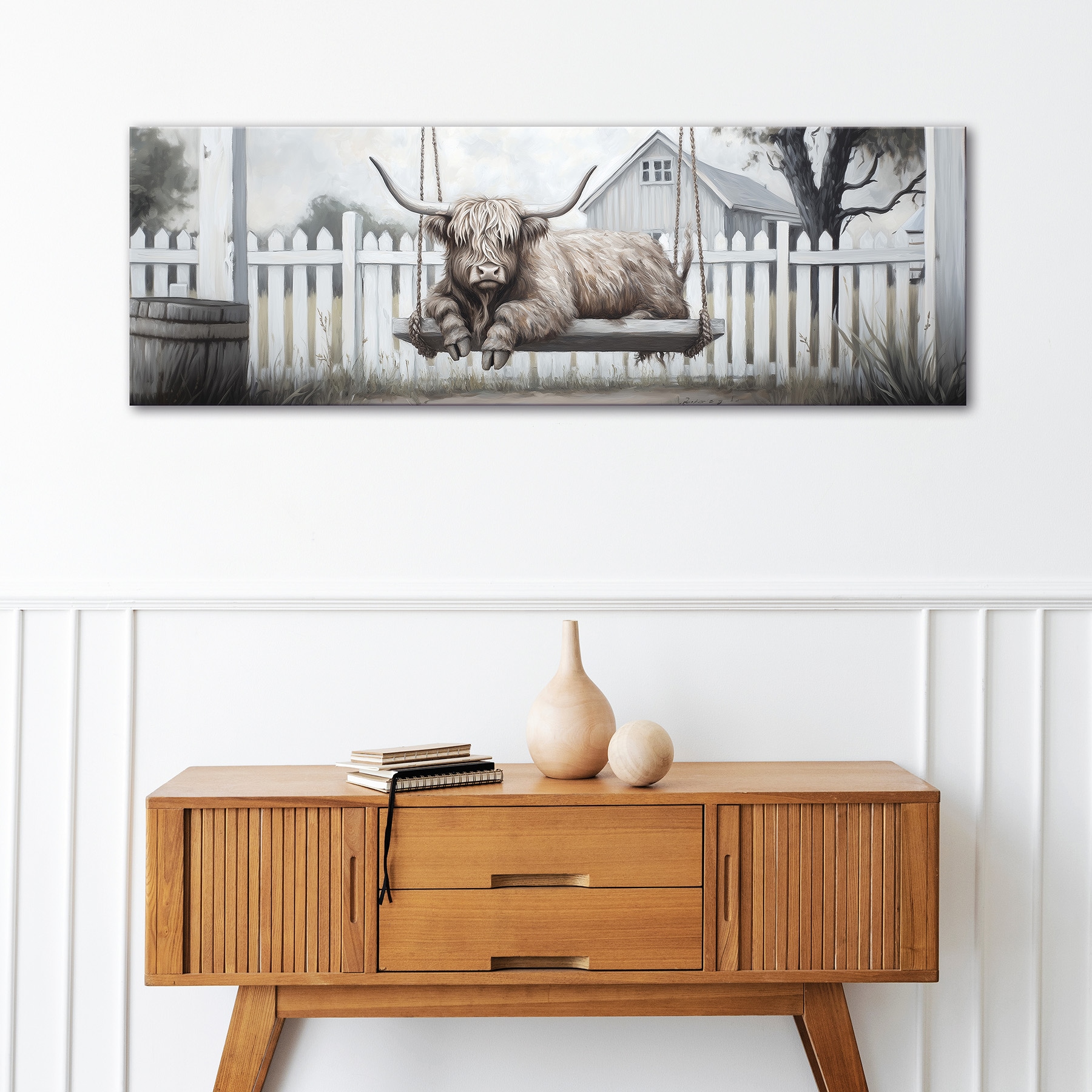 Bönninghoff Ölgemälde »handarbeit HOCHLANDRIND 40x120 cm – Wandbild Kunst Deko« Hochlandrind | Humor | Kuhbilder 1 Stk. tlg. handgefertigt, jedes Bild ein Unikat
