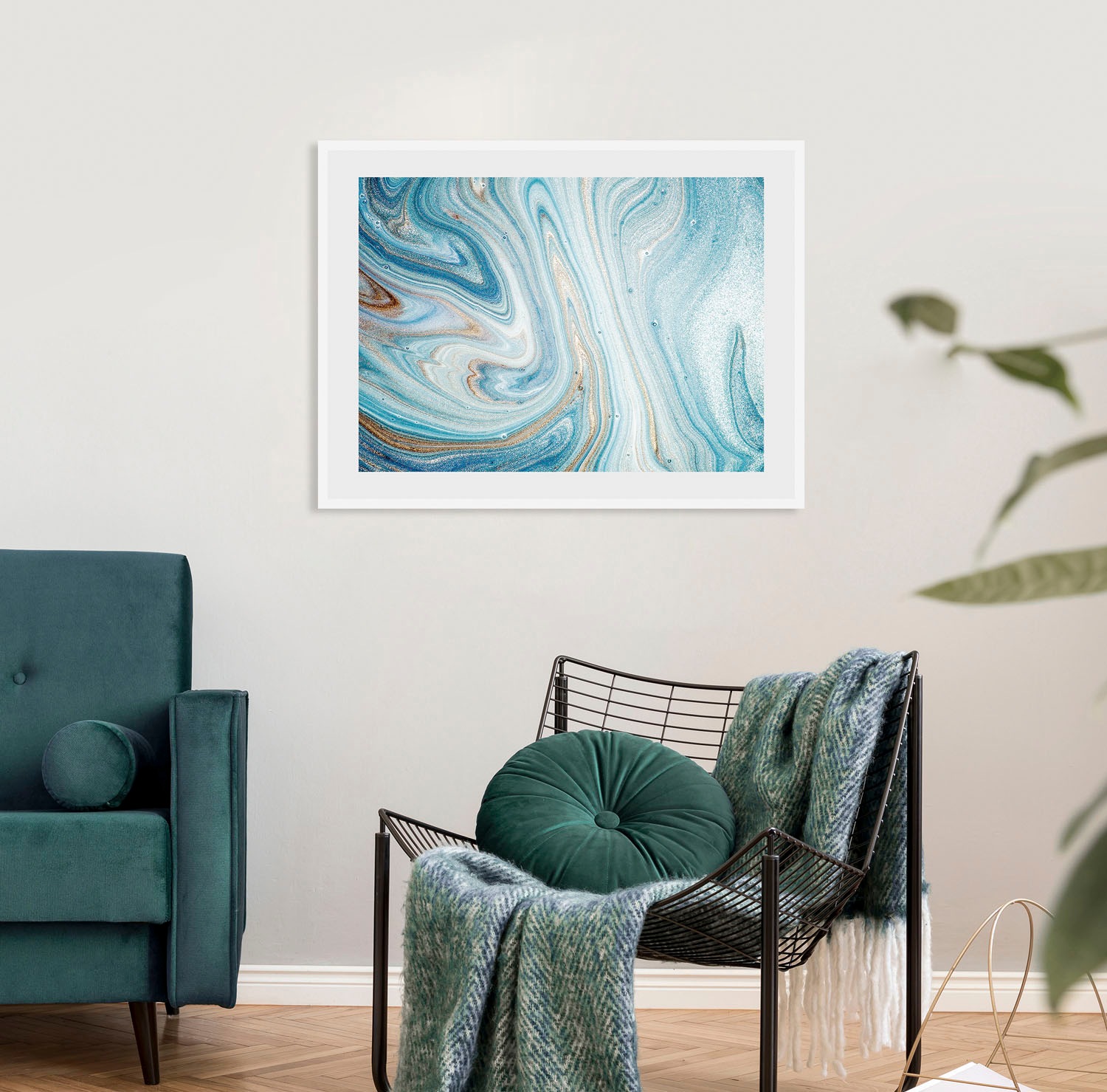 Image of queence Bild "Marcello" Abstrakt Gemälde Kunst Marmor 1 Stk. tlg. HD Premium Poster-Druck inkl. Holzrahmen