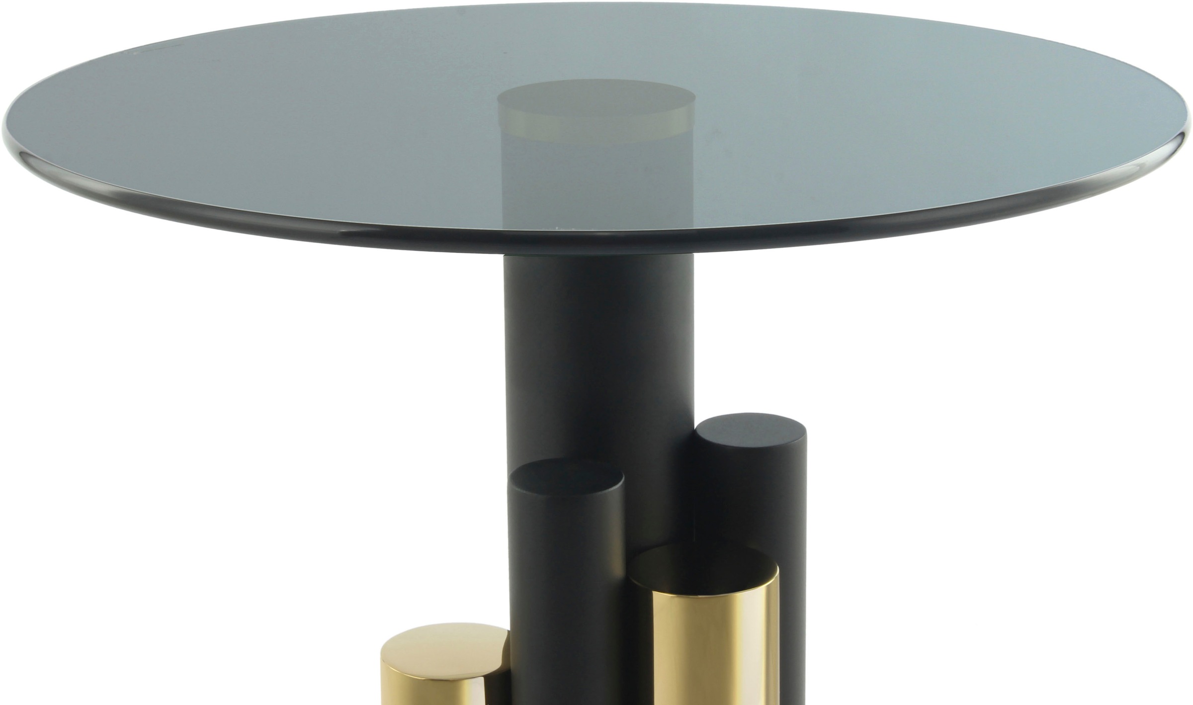 Kayoom Beistelltisch »Ontario 225, Runde Glasplatte aus Sicherheitsglas, 100% Edelstahl«, (1 St.), Modernes Design, zweifarbiges Säulengestell, Eyecatcher Element