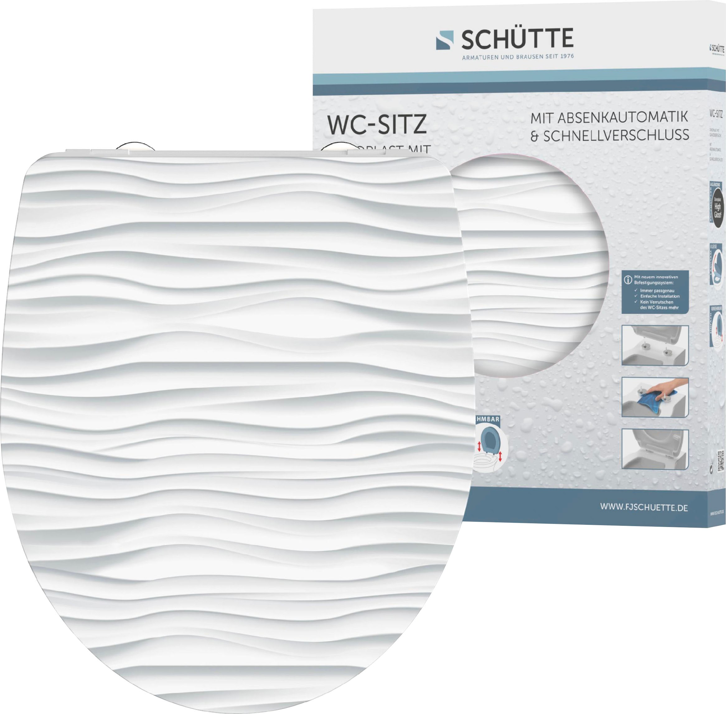 Image of Schütte WC-Sitz "White Wave" Duroplast, mit Absenkautomatik und Schnellverschluss, High Gloss