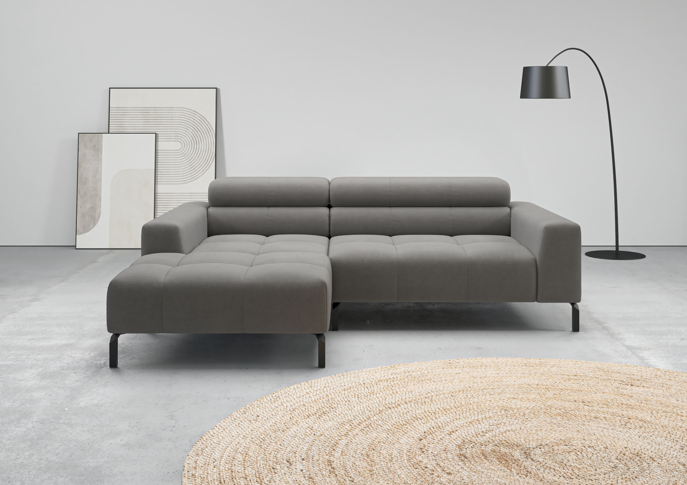 Image of Home affaire Ecksofa "Claya, 223 cm breit, L-Form, Kopfteilverstellung" Moderne Steppung, weicher Polsteraufbau & saugroboterfreundliche Höhe