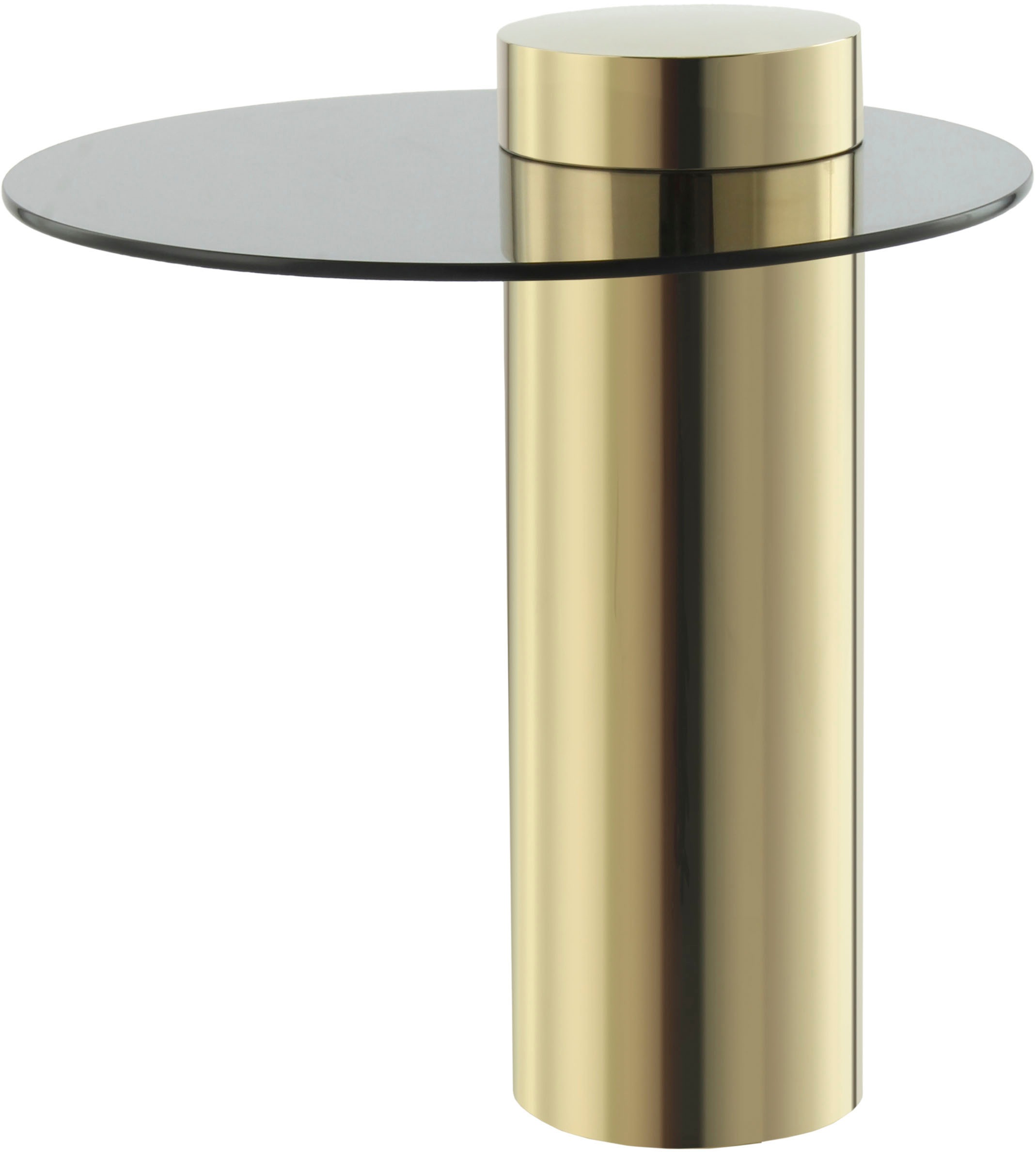 Kayoom Beistelltisch »Ontario 125, Runde Glasplatte aus Sicherheitsglas, 100% Edelstahl«, (1 St.), Minimalistisches Design, Säulengestell, pflegeleicht