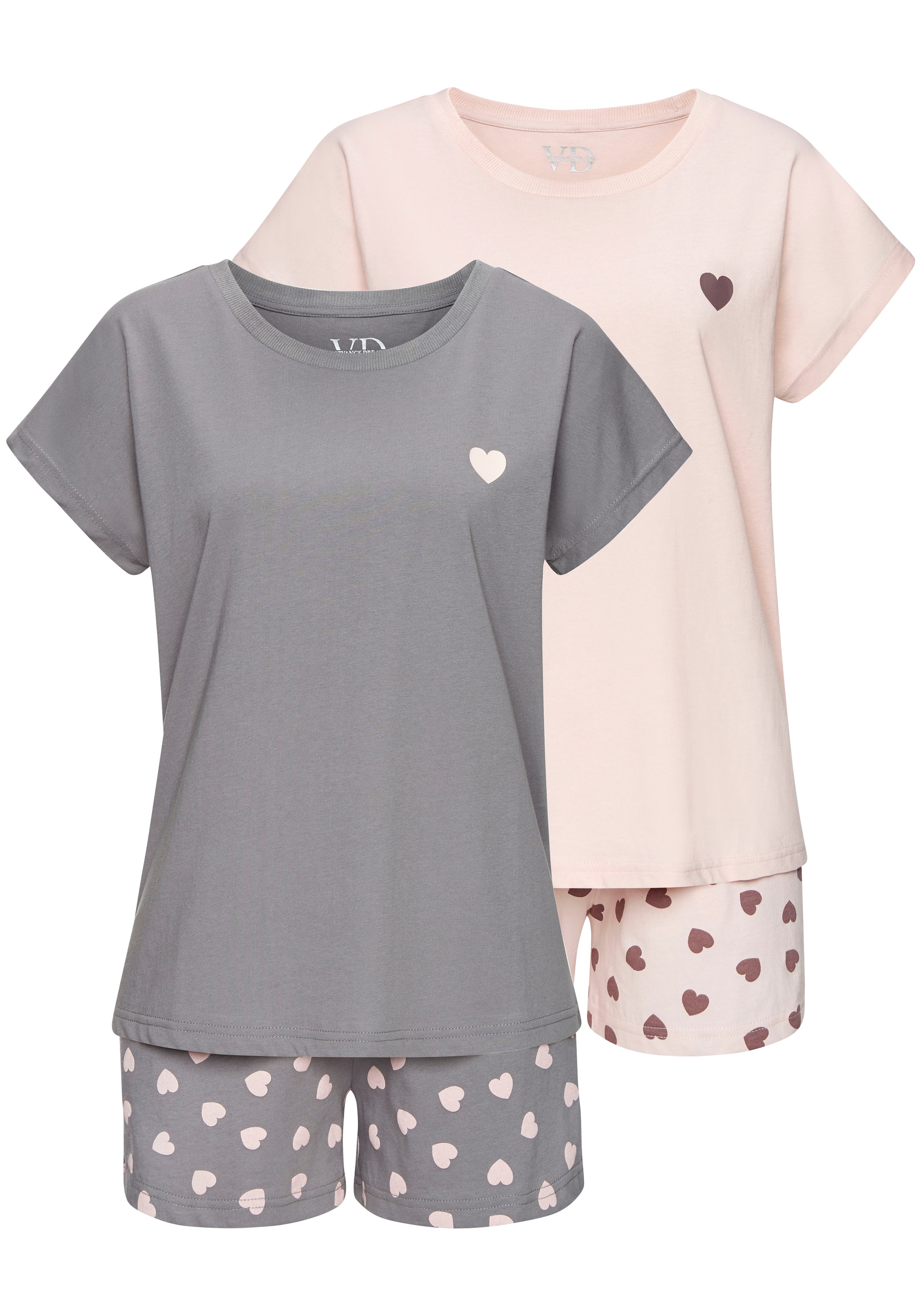 Vivance Dreams Pyjama Packung, 2er Pack, 4 tlg. mit süssem Herzmuster
