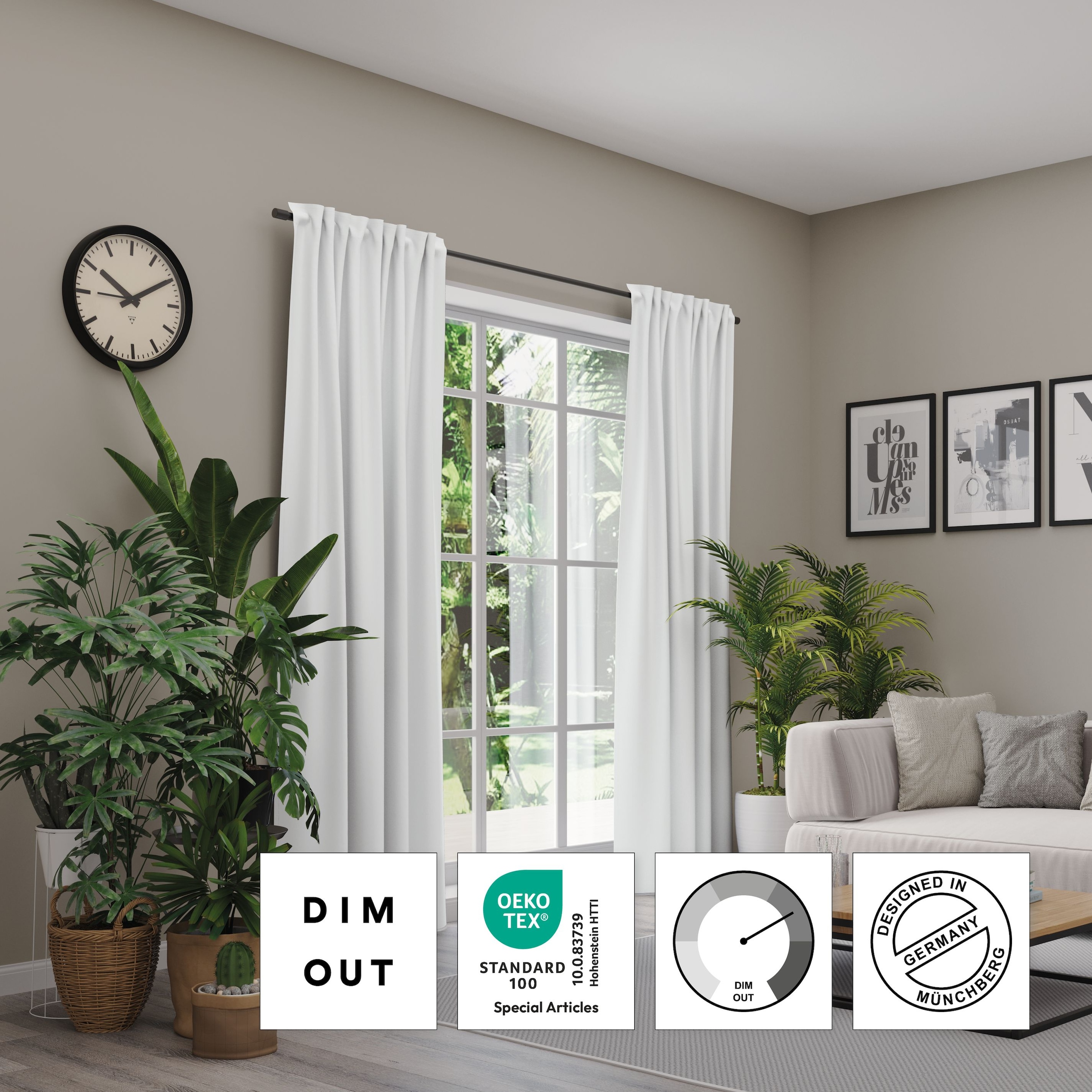 Neutex for you! Rideau occultant »INSULA« Bande multifonctionnelle 1 cuis tlg. Uni-Dimout für starke Verdunklung, nach Mass,