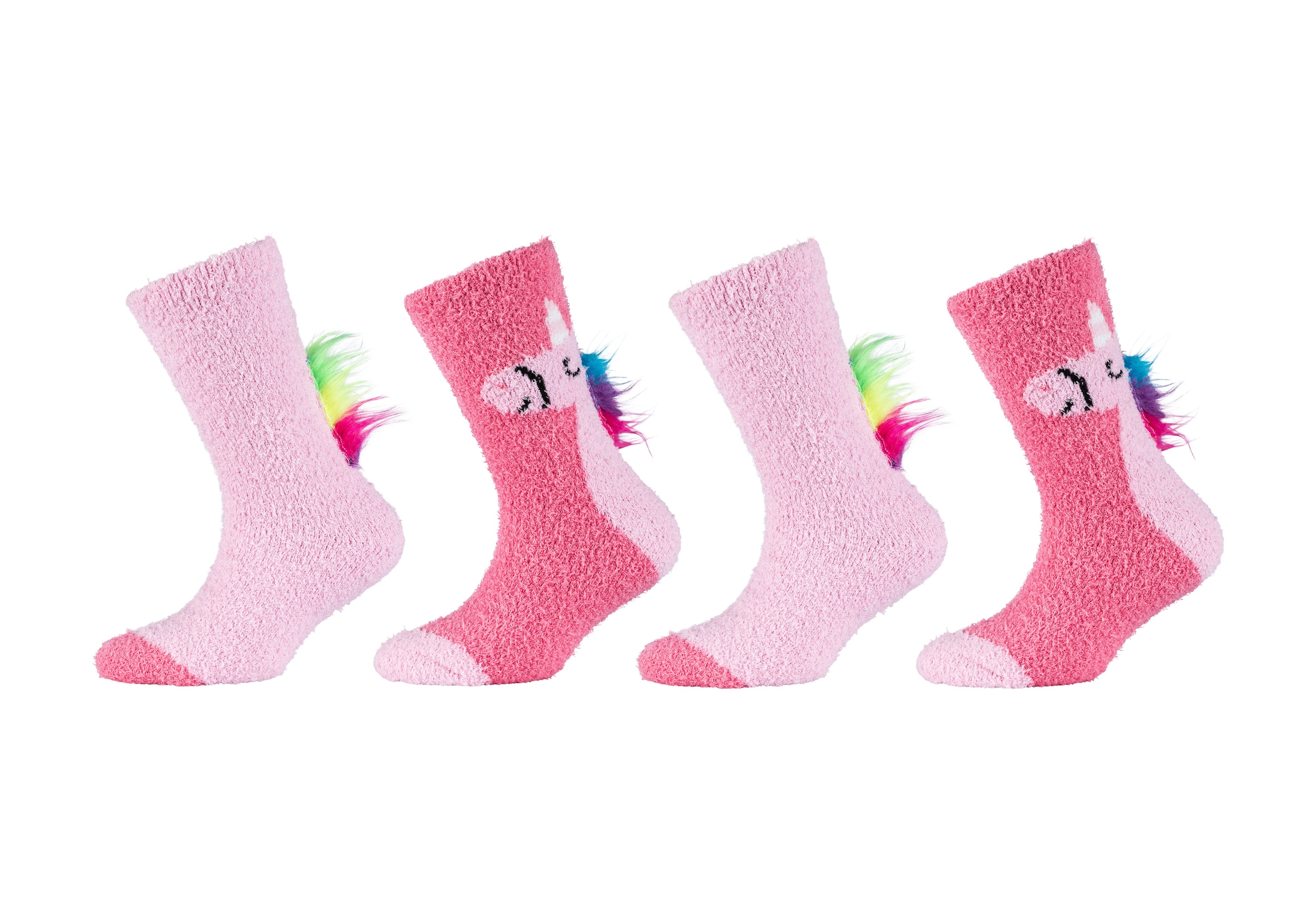 Camano Chaussettes »COSY FANCY APPLICATION SOCKS« 4 Couple tlg. mit elastischem Bund