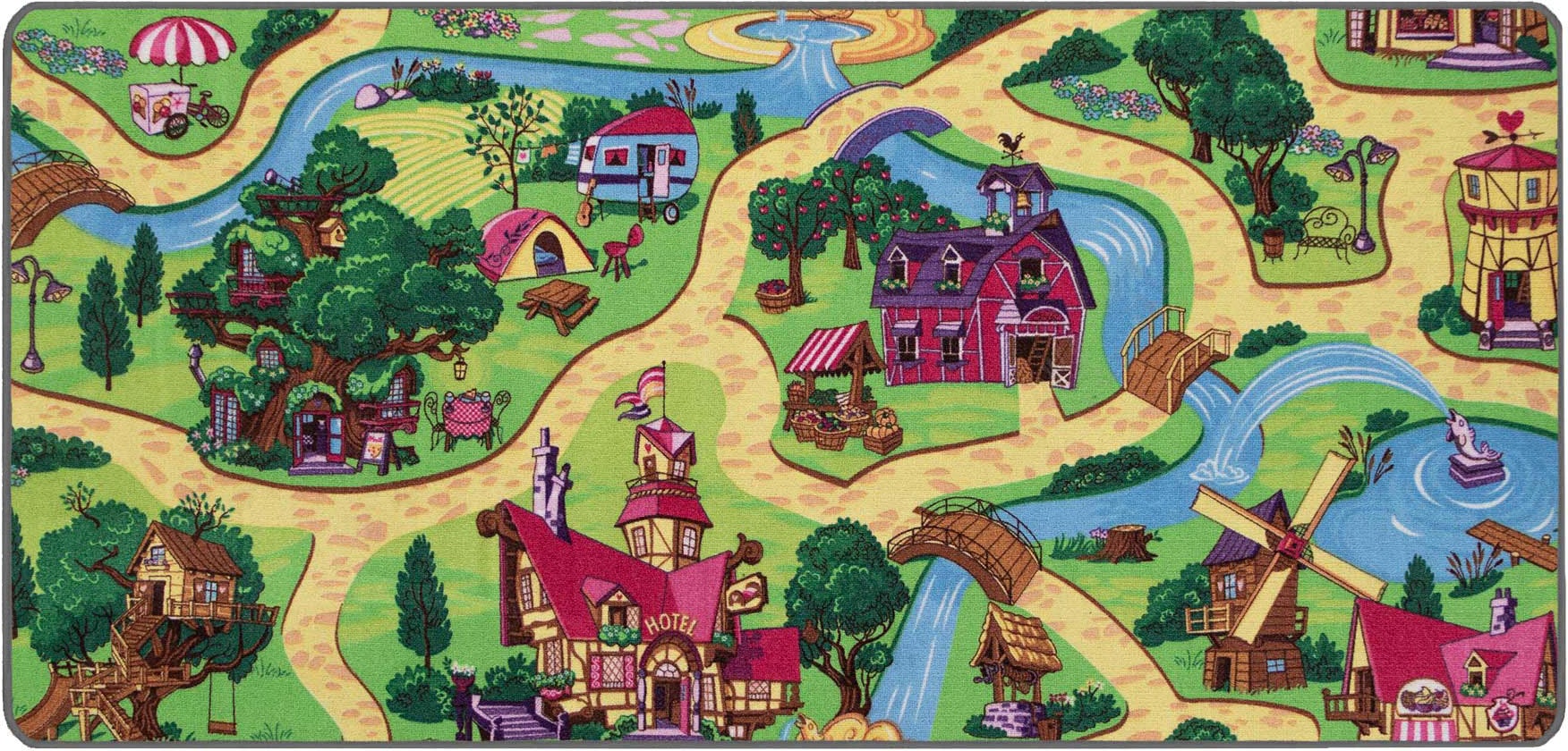 Primaflor-Ideen in Textil Kinderteppich »Spielteppich CANDY TOWN«, rechteckig, 6,5 mm Höhe, Kurzflor, Strassen-Spiel-Teppich, Kinderzimmer