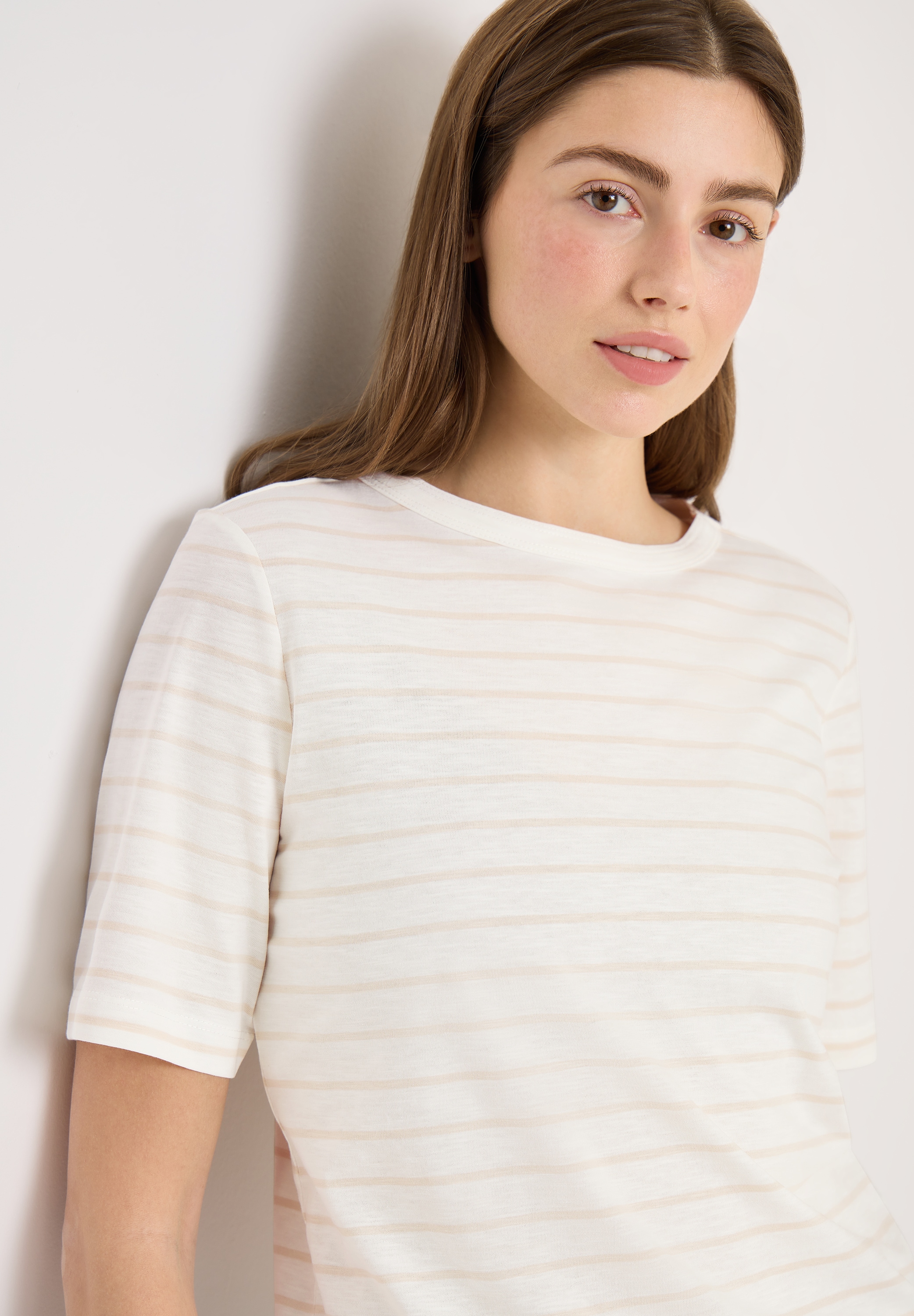 Cecil Rundhalsshirt Sommershirt im Streifen-Look