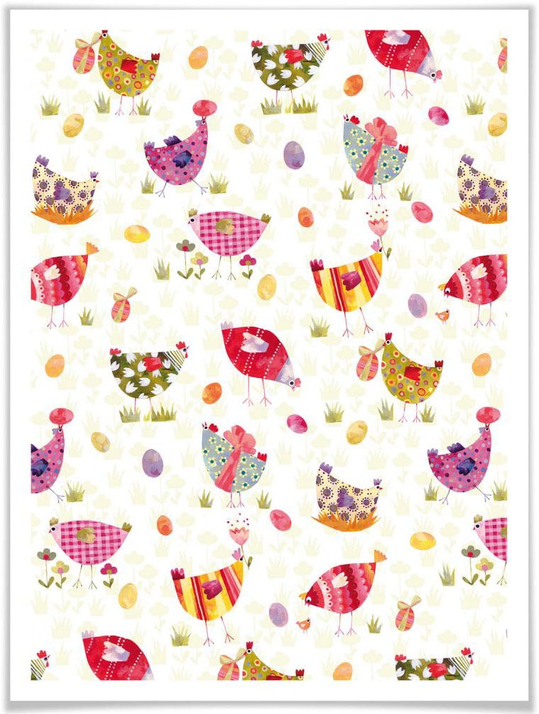 Image of Wall-Art Poster »Märchen Wandbilder Bunte Hühner«, Tiere, (1 St.), Poster, Wandbild, Bild, Wandposter bei Ackermann Versand Schweiz