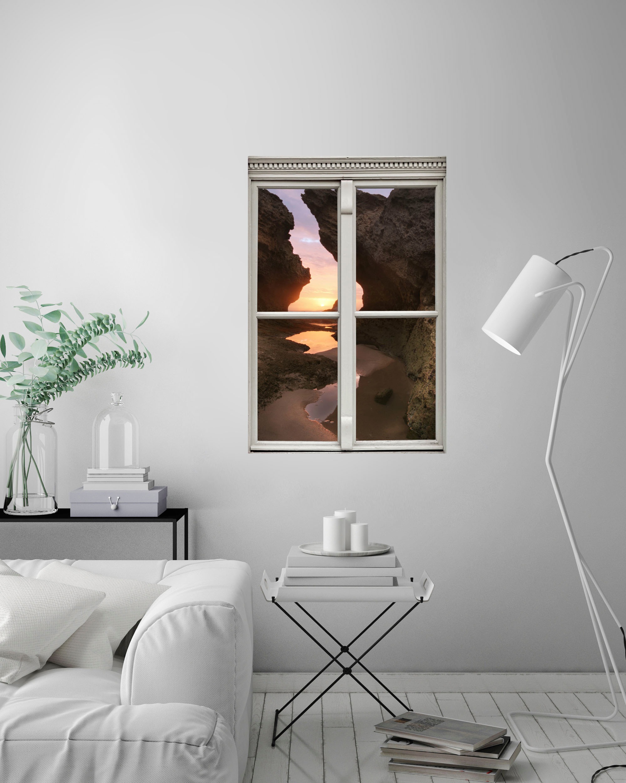 queence Wandsticker »Sonnenuntergang«, Wandsticker, Wandbild, selbstklebend, 3D, Fenster