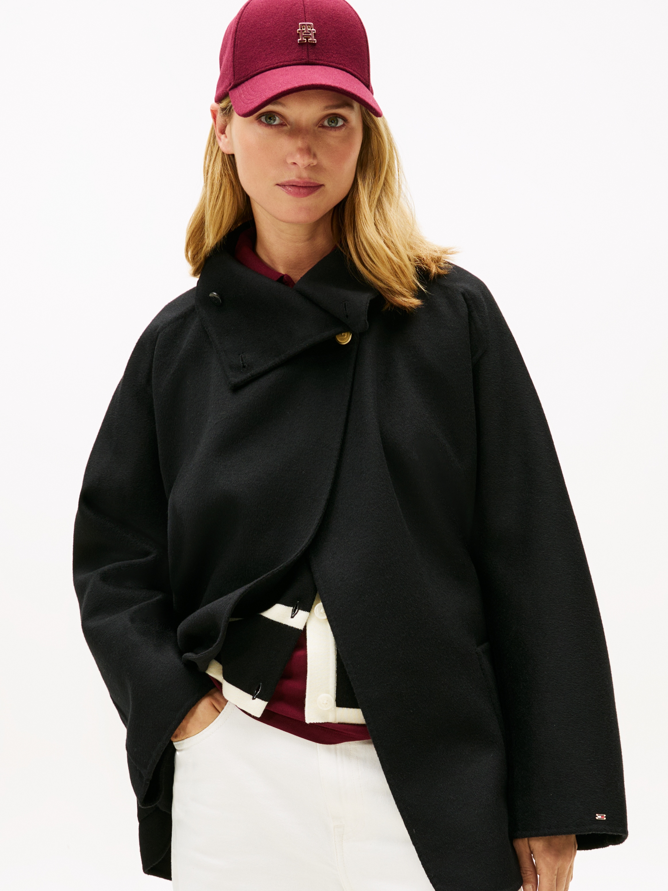Image of Tommy Hilfiger Kurzmantel "DF WOOL GB FUNNEL NK COAT" mit Wolle