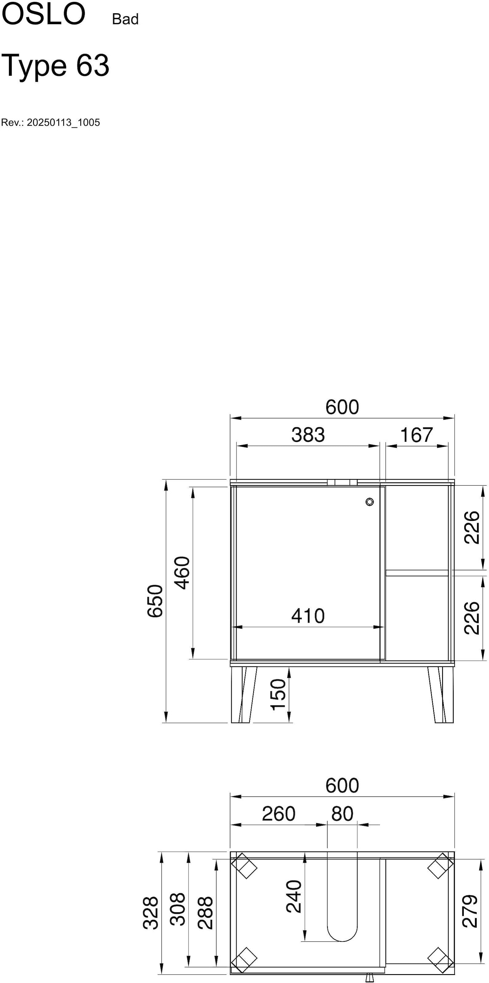 Home affaire Waschbeckenunterschrank »Oslo, Waschtisch mit Knopfgriff, Badschrank im skandinavischen Design« in der Türfarbe Weiss oder Grau verfügbar, ausreichend Stauraum