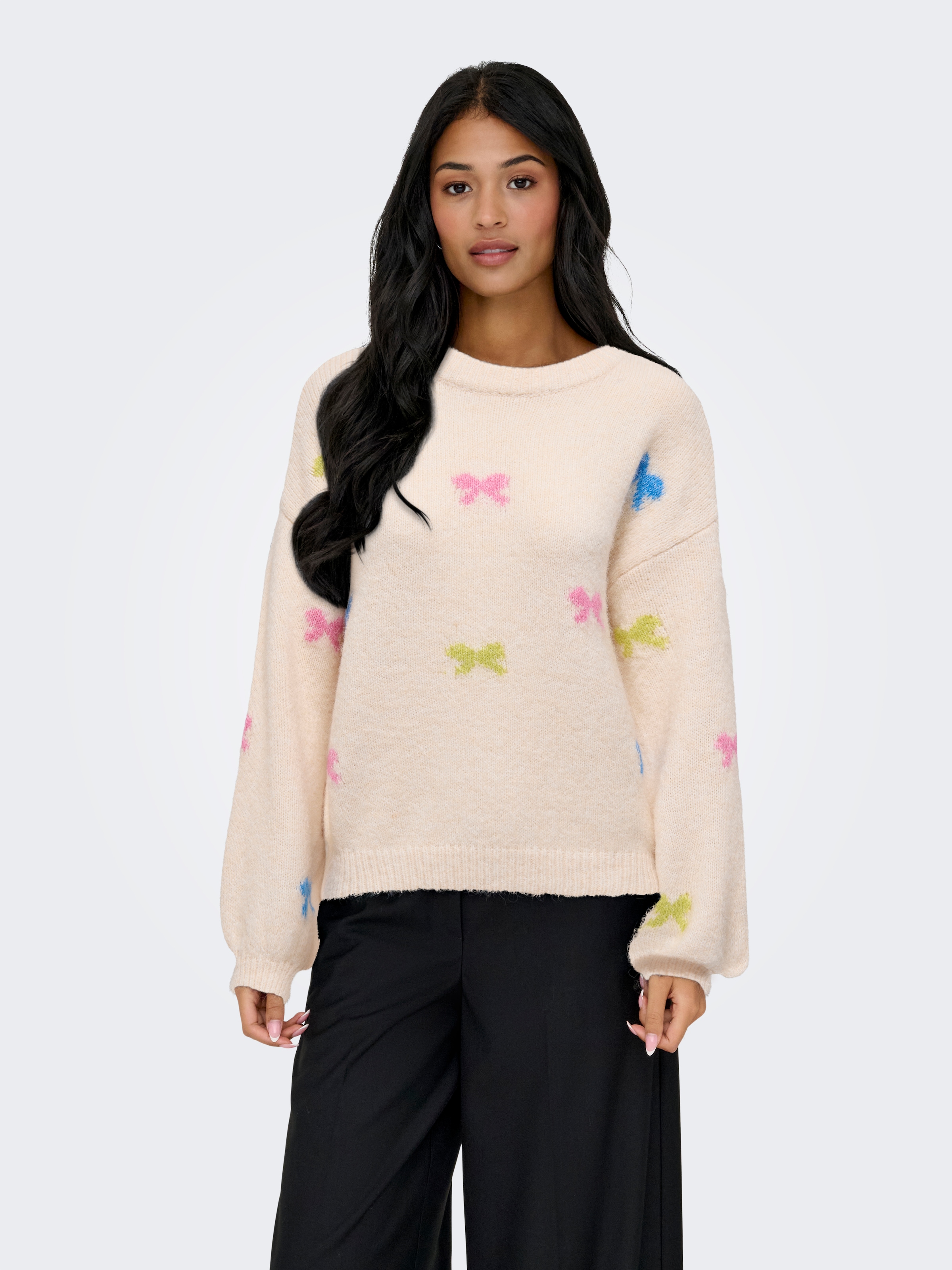 Image of ONLY Rundhalspullover "ONLBRUNHILDA LIFE LS BOW O-NECK KNT"