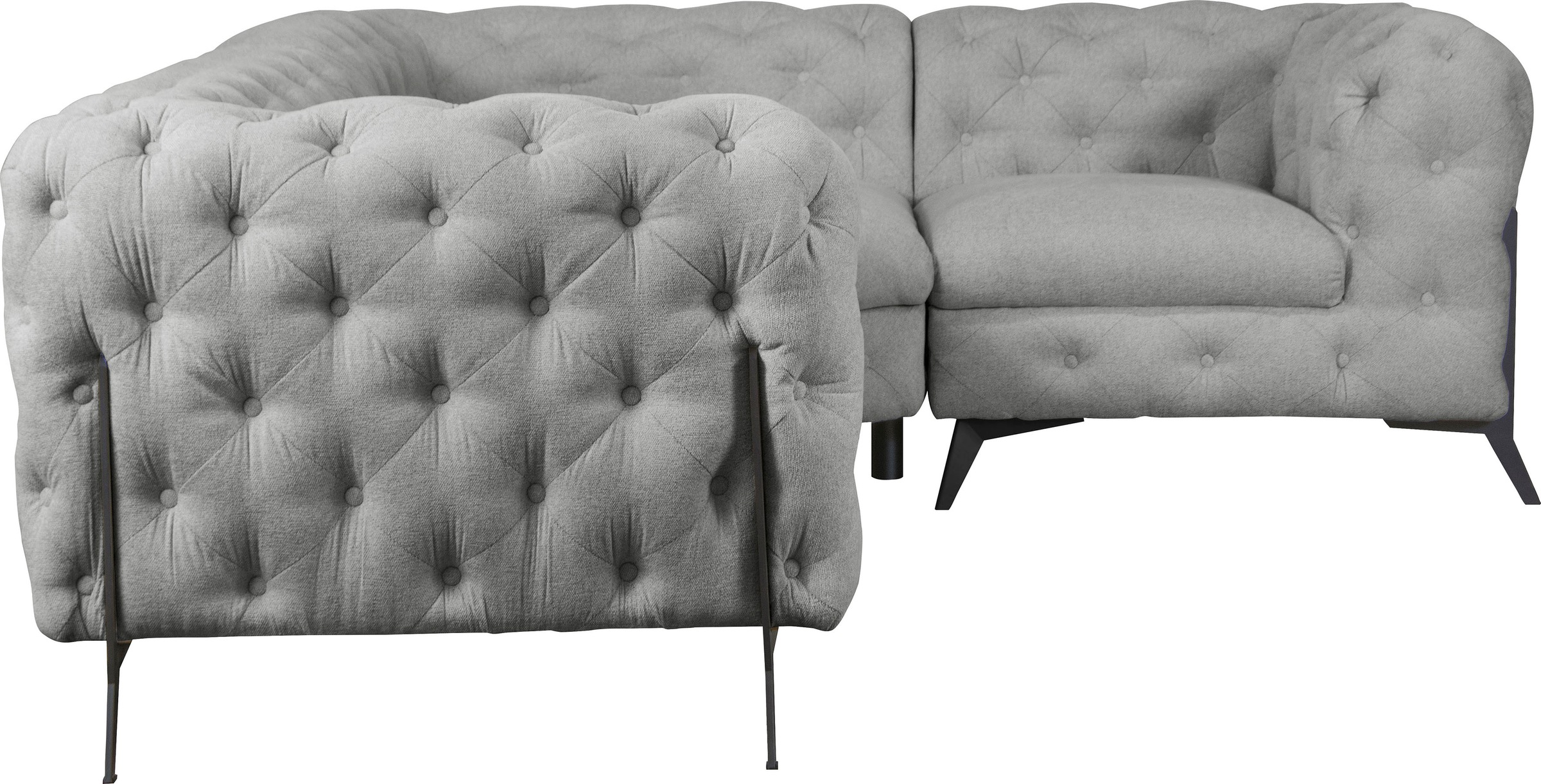 Leonique Chesterfield-Sofa »Amaury L-Form«, moderne Chersterfield-Optik, Breite 262 cm, Fussfarbe wählbar