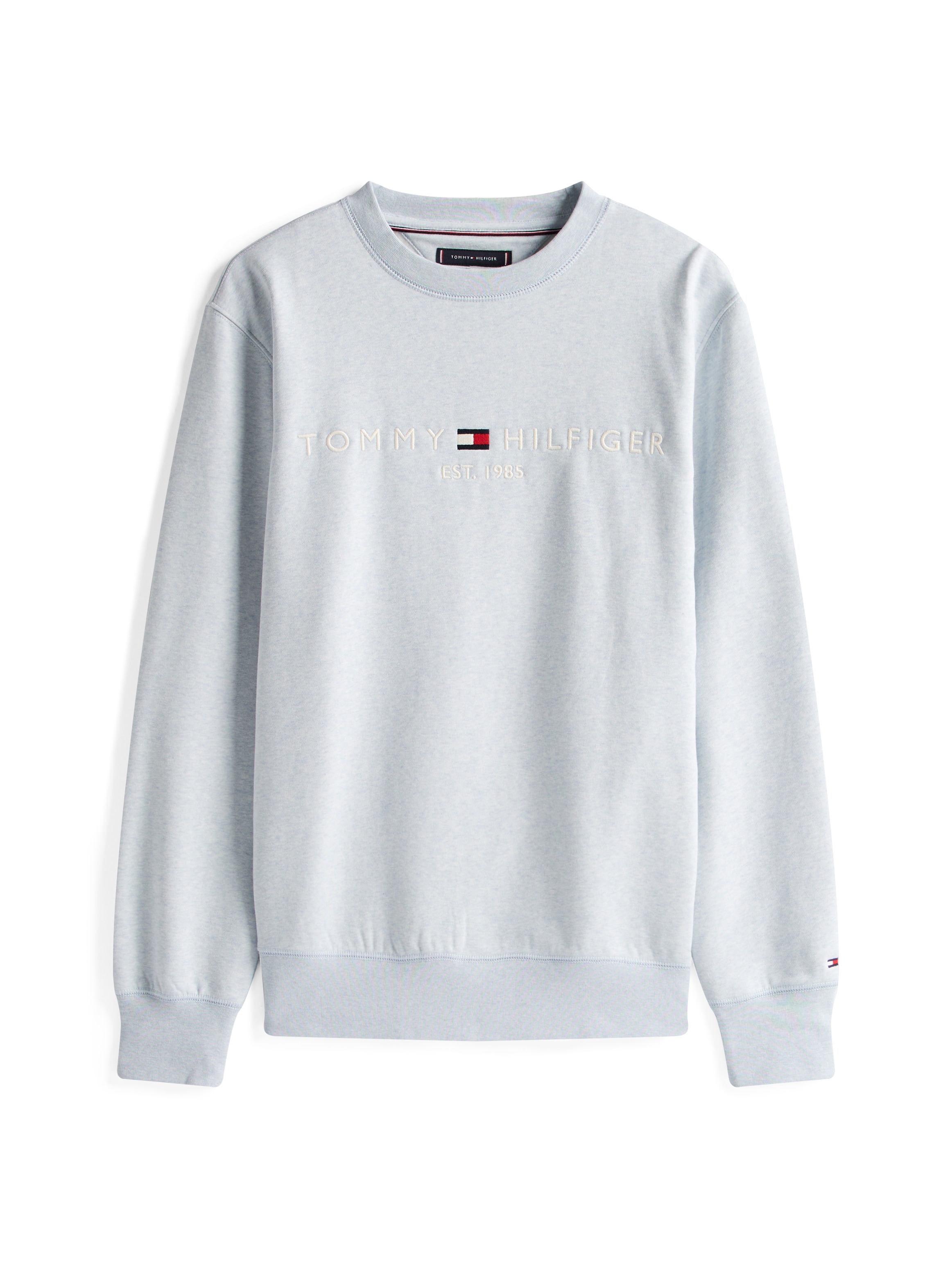 Tommy Hilfiger Sweatshirt »TOMMY LOGO SWEATSHIRT mit Rundhals und Stickerei«, unifarben, casual, regular fit, Baumwollmix, Rundhals
