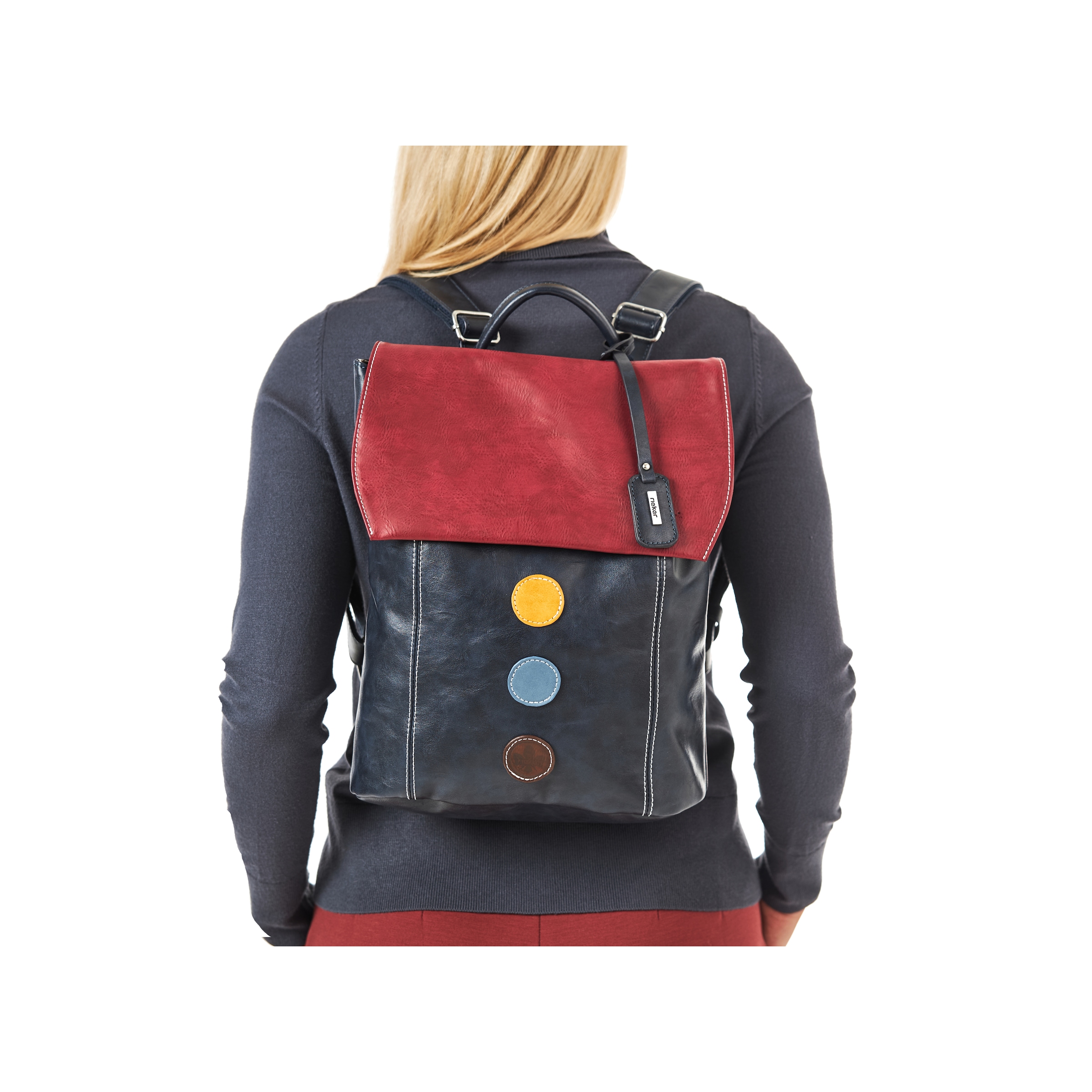 Rieker Cityrucksack Freizeitrucksack, Shoppingrucksack mit bunten Akzenten
