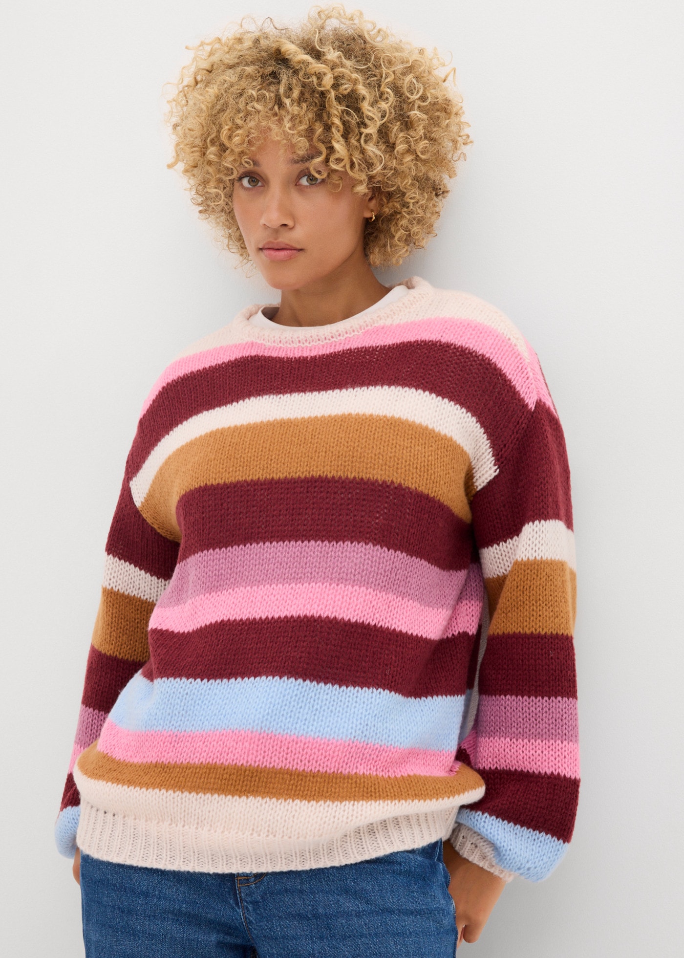 Image of bonprix Strickpullover hüftbedeckende Länge, mit Rundhalsausschnitt, Oversize-Passform