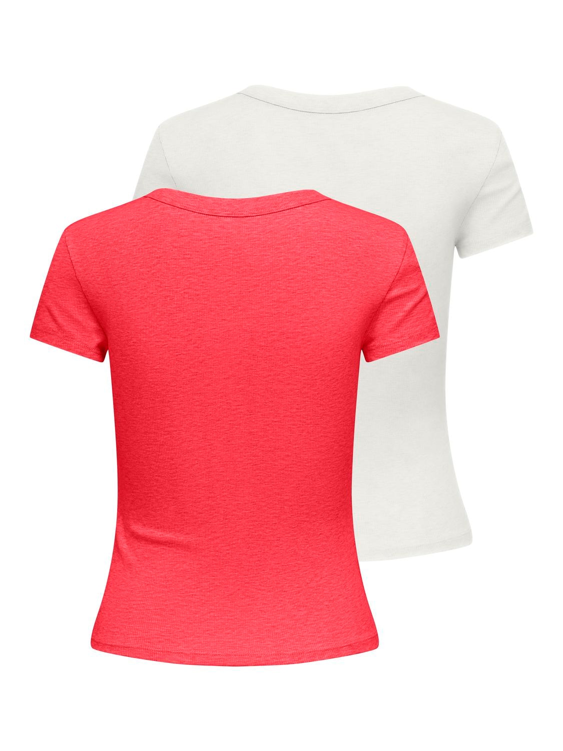 Image of ONLY Kurzarmshirt "ONLEASY S/S TOP CS JRS 2 PACK" Packung, 2 Baumwollmischung, regular fit, Rundhals