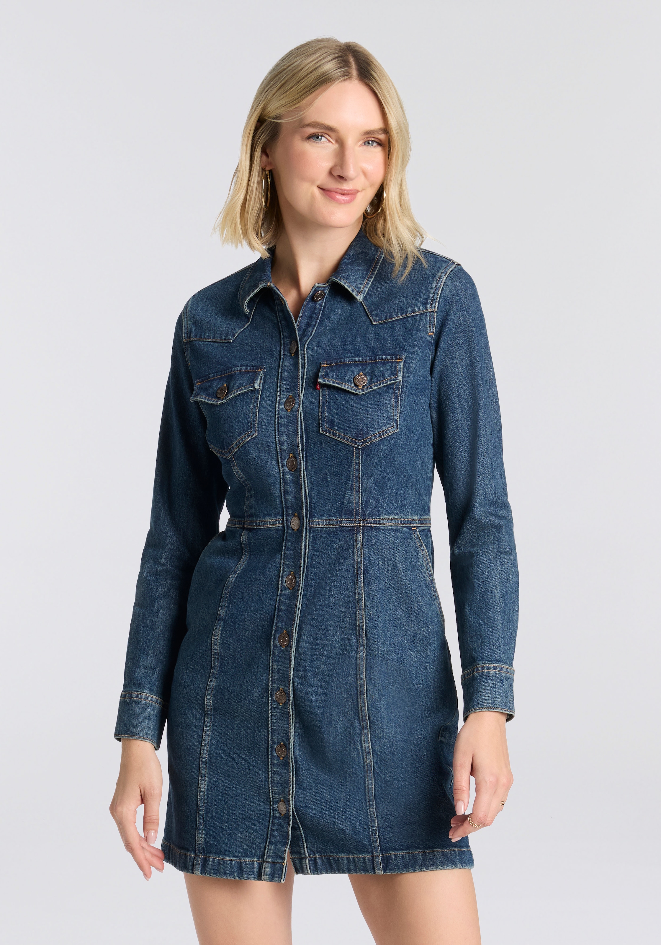 Image of Levis Jeanskleid "FLYNN WESTERN COR" Brusttaschen Eingrifftaschen Western-Style
