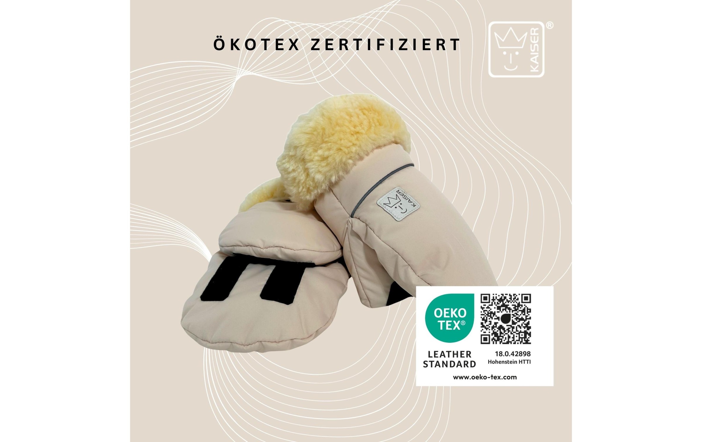 Kaiser Chauffe-mains pour poussette »Reflect Kiwa« Lammfell-Kinderwagenhandschuh