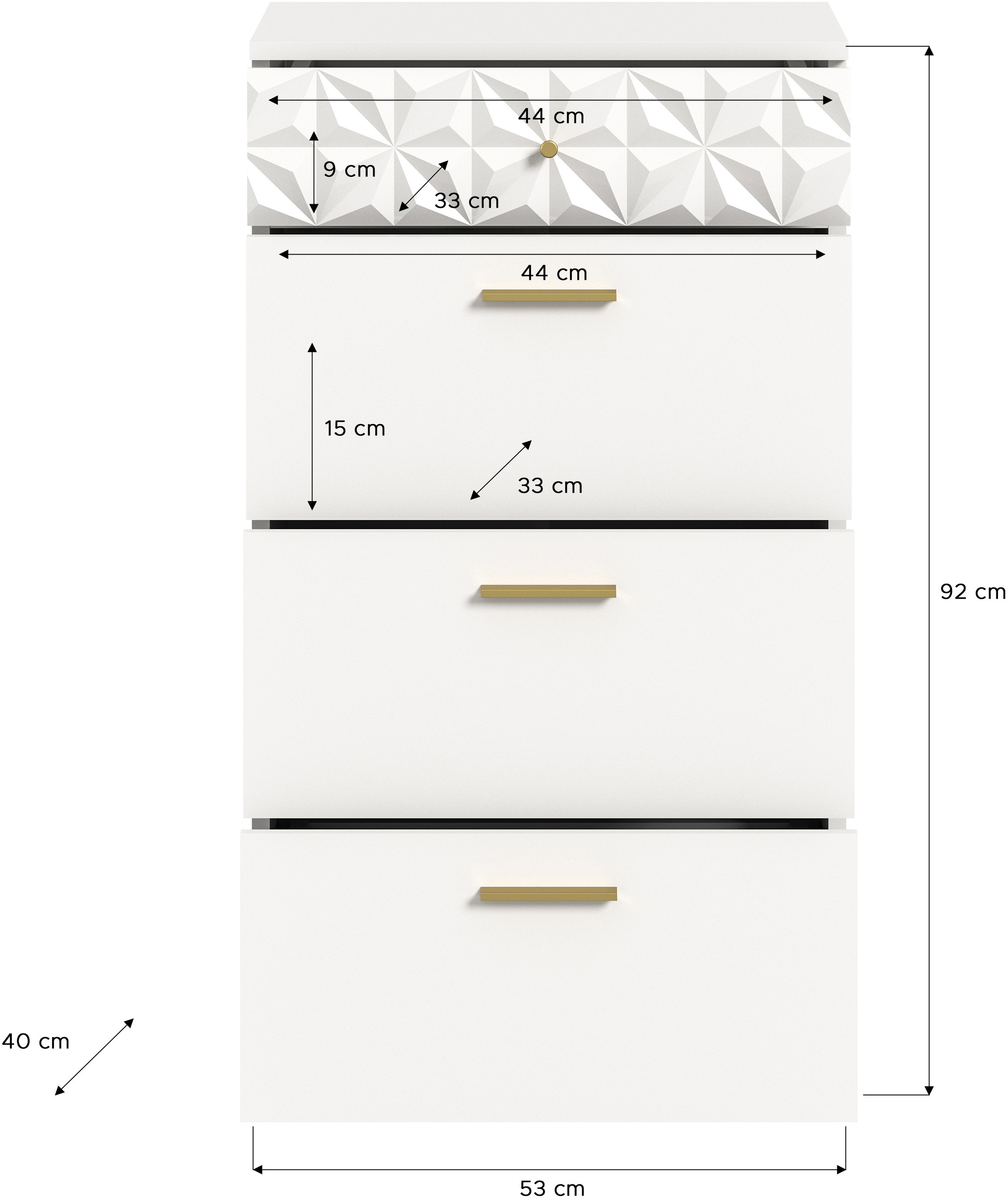 INOSIGN Kommode »Schubladenkommode mit 4 Schubkästen & Ornamentabsetzung«, Flur, Diele, Flurschrank, Schrank, Mehrzweckschrank, Schubladenschrank