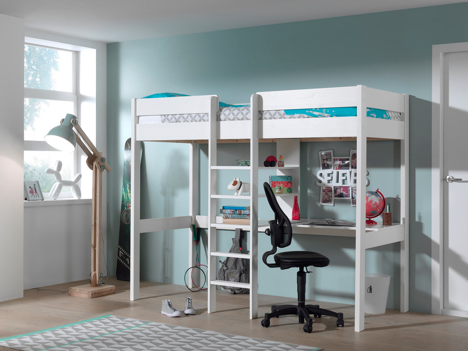 Vipack Hochbett »Pino« Made in Europe,  mit Schreibplatte und Regal