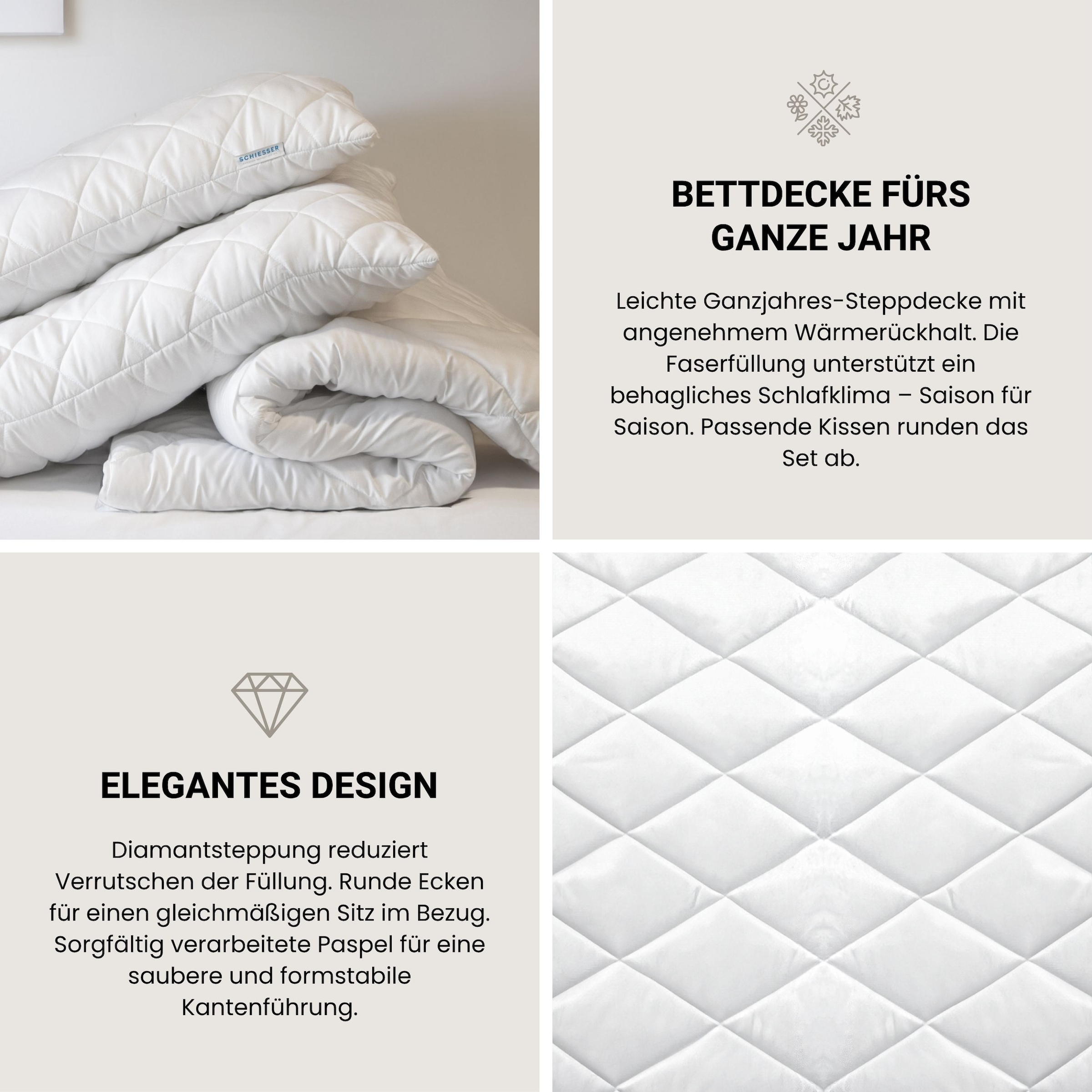 Schiesser Microfaserbettdecke »Hygge leichte Ganzjahressteppdecke mit flauschiger Füllung« normal 1 Stk. tlg. STANDARD 100 by OEKO-TEX® zertifiziert