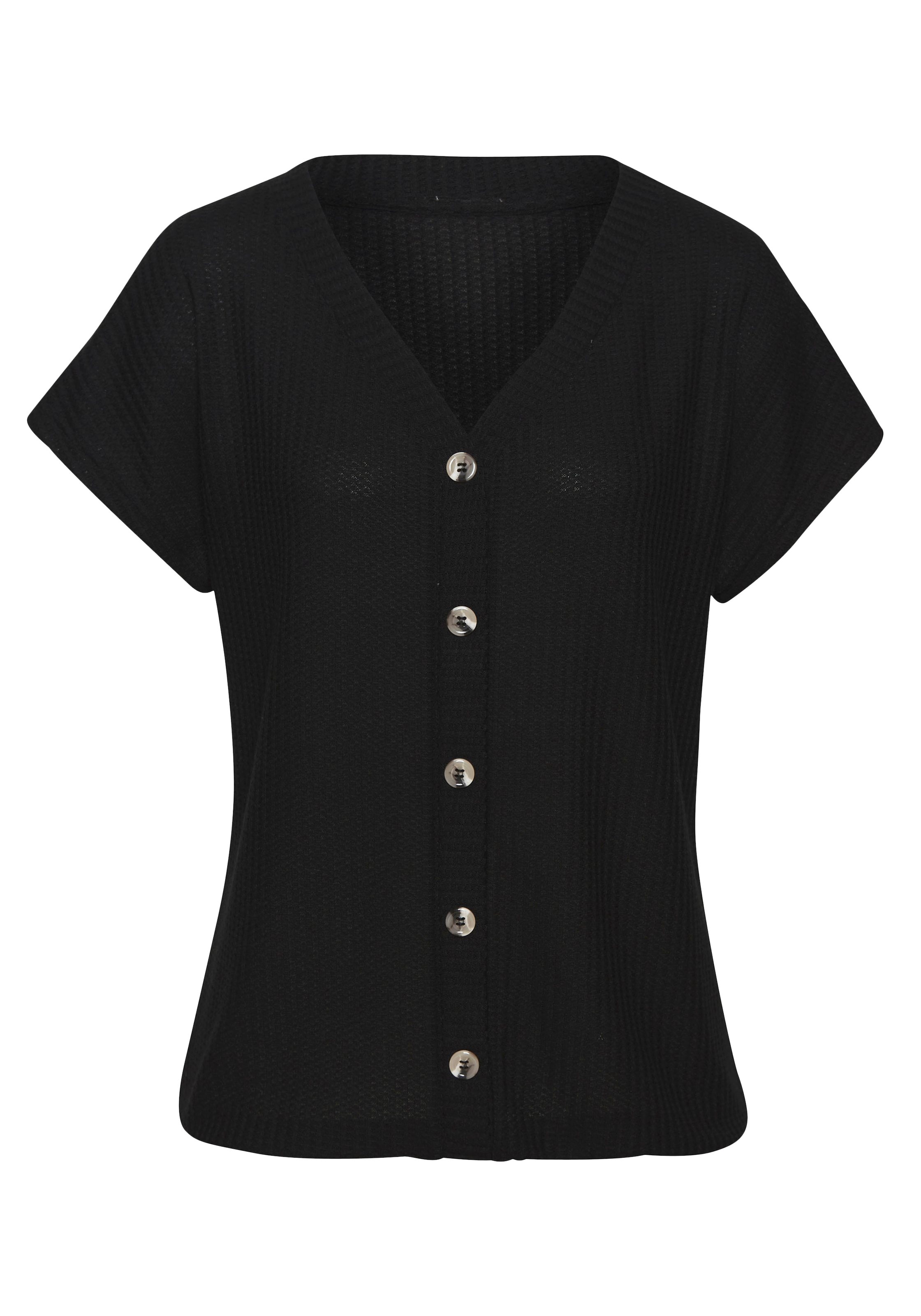 LASCANA T-shirt à manches courtes »mit Zierknopfleiste« aus weicher Piqué-Qualität