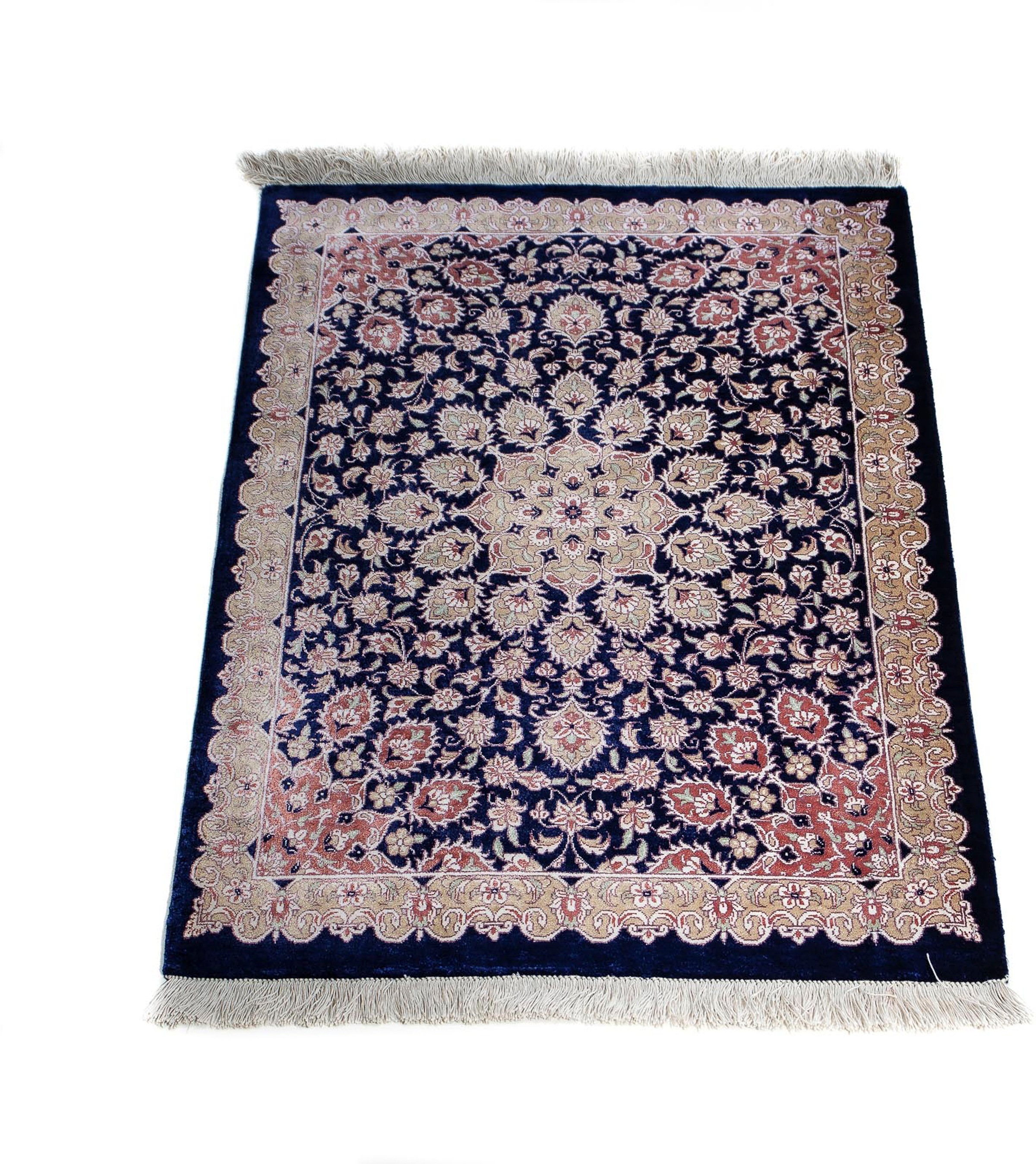 Image of morgenland Orientteppich »Perser - Ghom - 80 x 56 cm - dunkelblau«, rechteckig, 10 mm Höhe, Wohnzimmer, Handgeknüpft, Einzelstück mit Zertifikat bei Ackermann Versand Schweiz