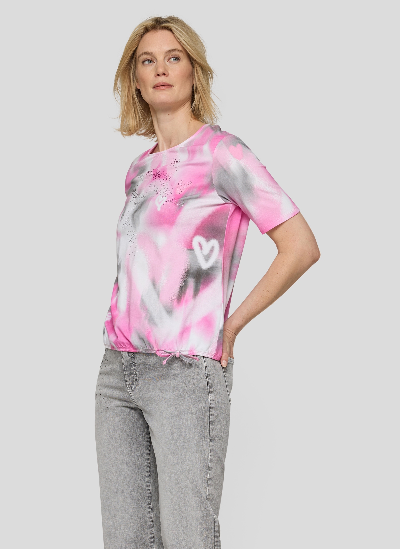 Image of Rabe T-Shirt mit grafischem Muster und Glitzersteinen