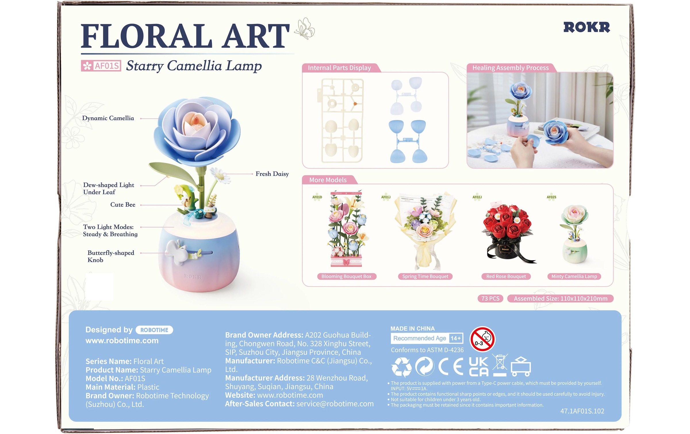 Image of Modellbausatz "Rolife Starry Camellia Lamp 3D-Blumen-Nachtlicht"