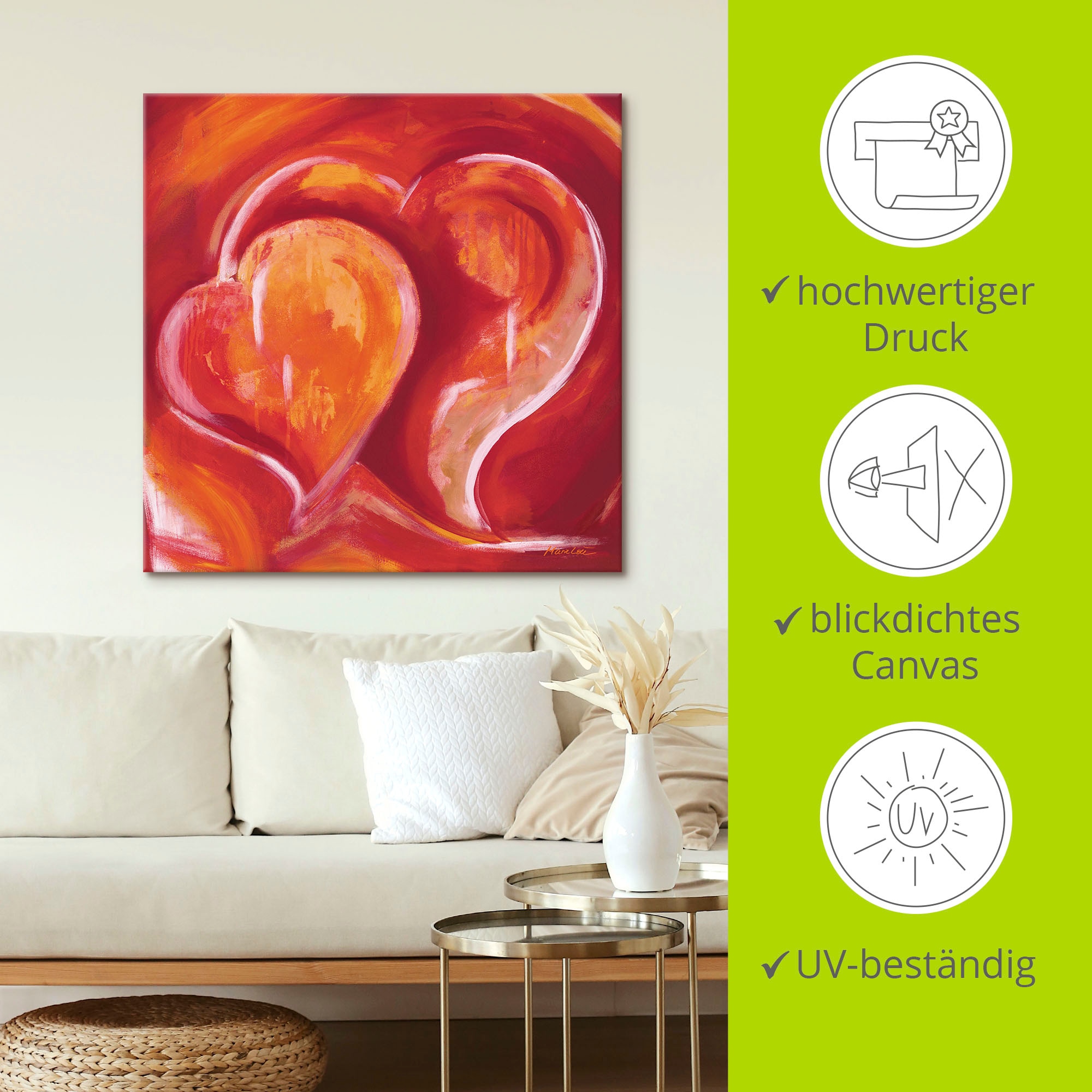 Artland Wandbild »Abstrakte Herzen - Rot« Herzbilder 1 Stk. tlg. als Leinwandbild, Poster in verschied. Grössen